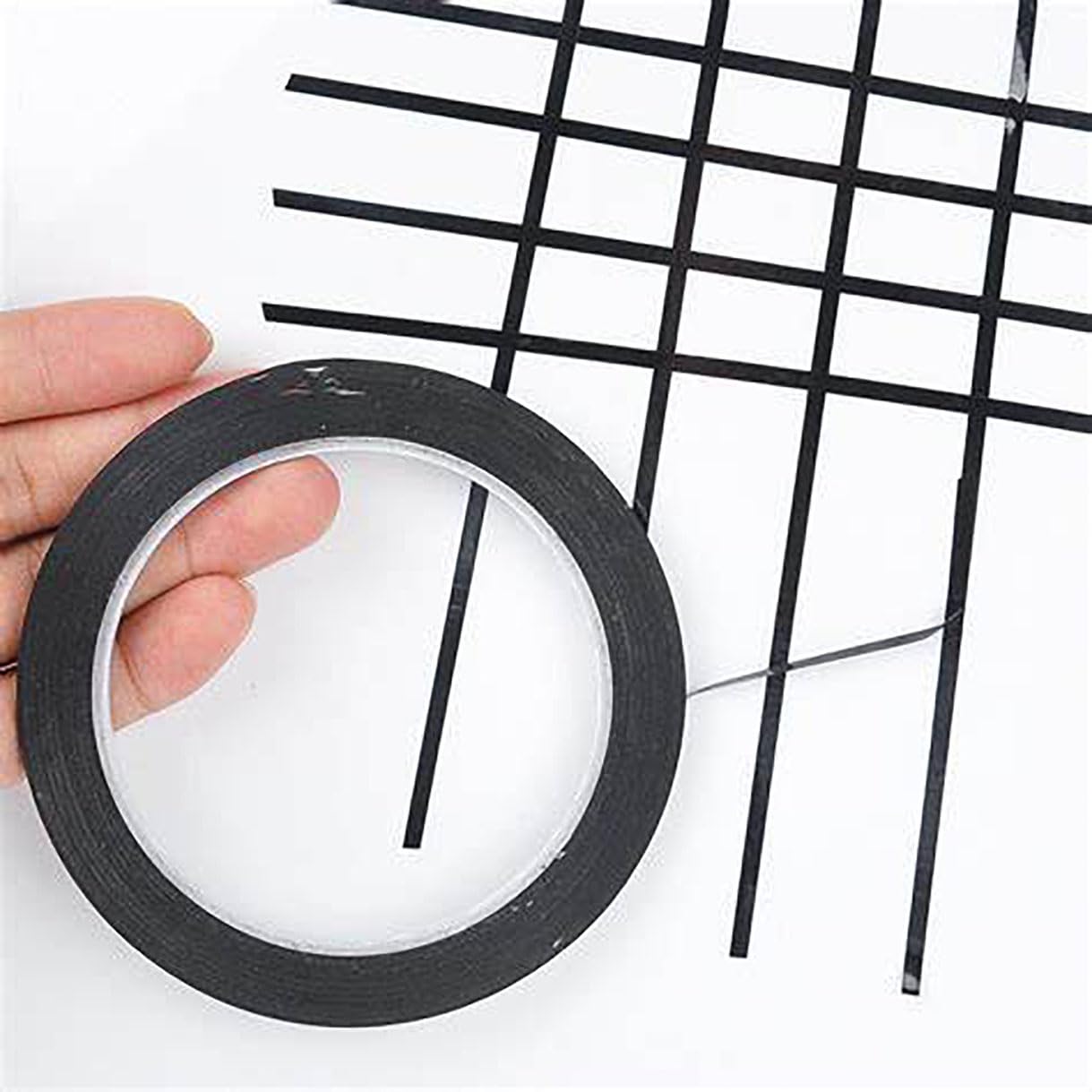 6 Pack 6mm 1/4 Inch Width Graphic Art Thin Tape, Self-Adhesive Whiteboards Dry Erase Line Gridding Tape (Black)