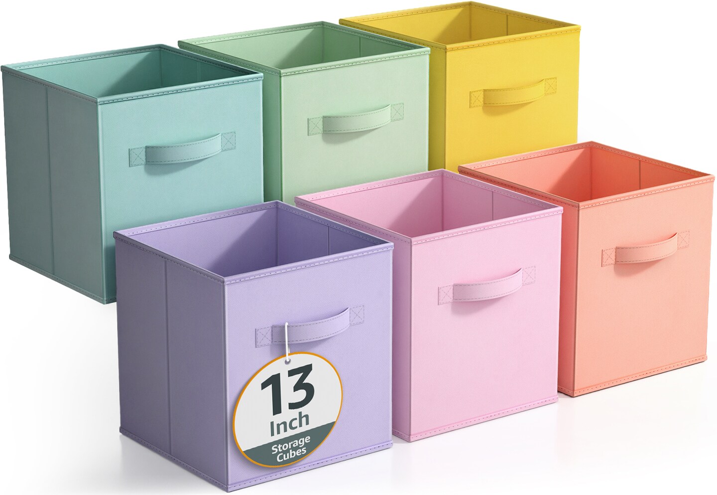 Sorbus 6 Pack 13 Inch Foldable Storage Cubes with Handles- for Organizing Home, Shelves, Nursery, Playroom, Closet and More