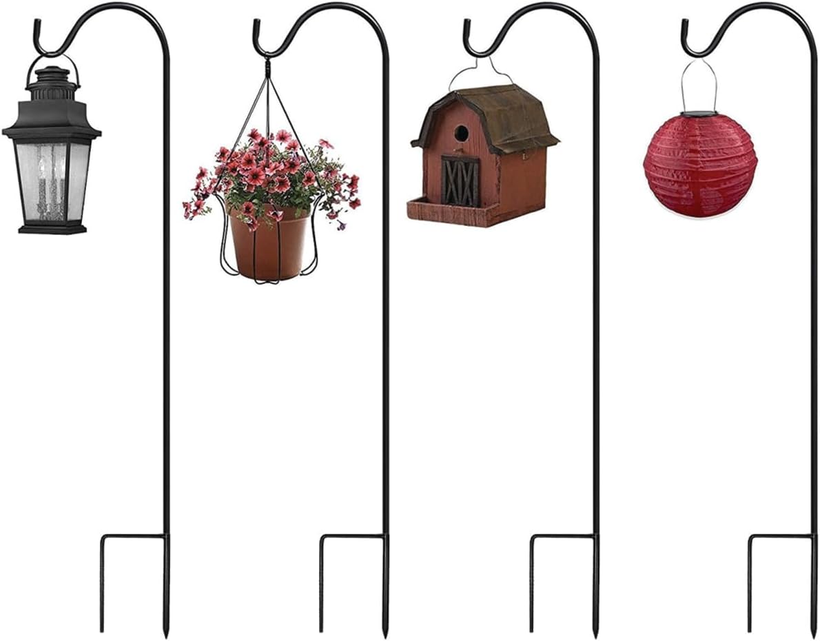Sorbus Set of 8 Shepherds Hooks for Outdoor - Extendable Garden Stakes for Plants, Lights, Lanterns, Flower Baskets, and More