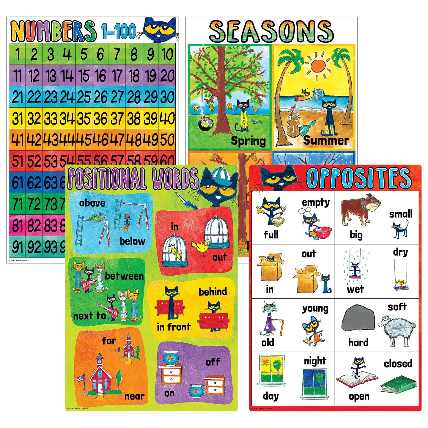 Pete the Cat Early Learning Small Poster Pack, 11&#x22; x 15-3/4&#x22;, Pack of 12