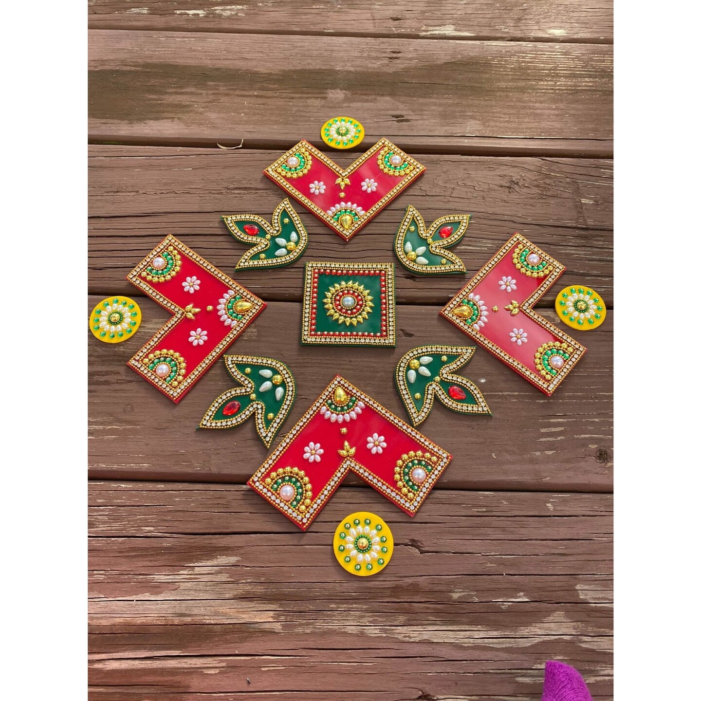 Swastik Acrylic Rangoli Set Indian Traditional Handmade Reusable Rangoli Diwali Navratri Home Temple Decor Floor Table Decoration - Deepawali Wedding Housewarming Gift Pack of 1