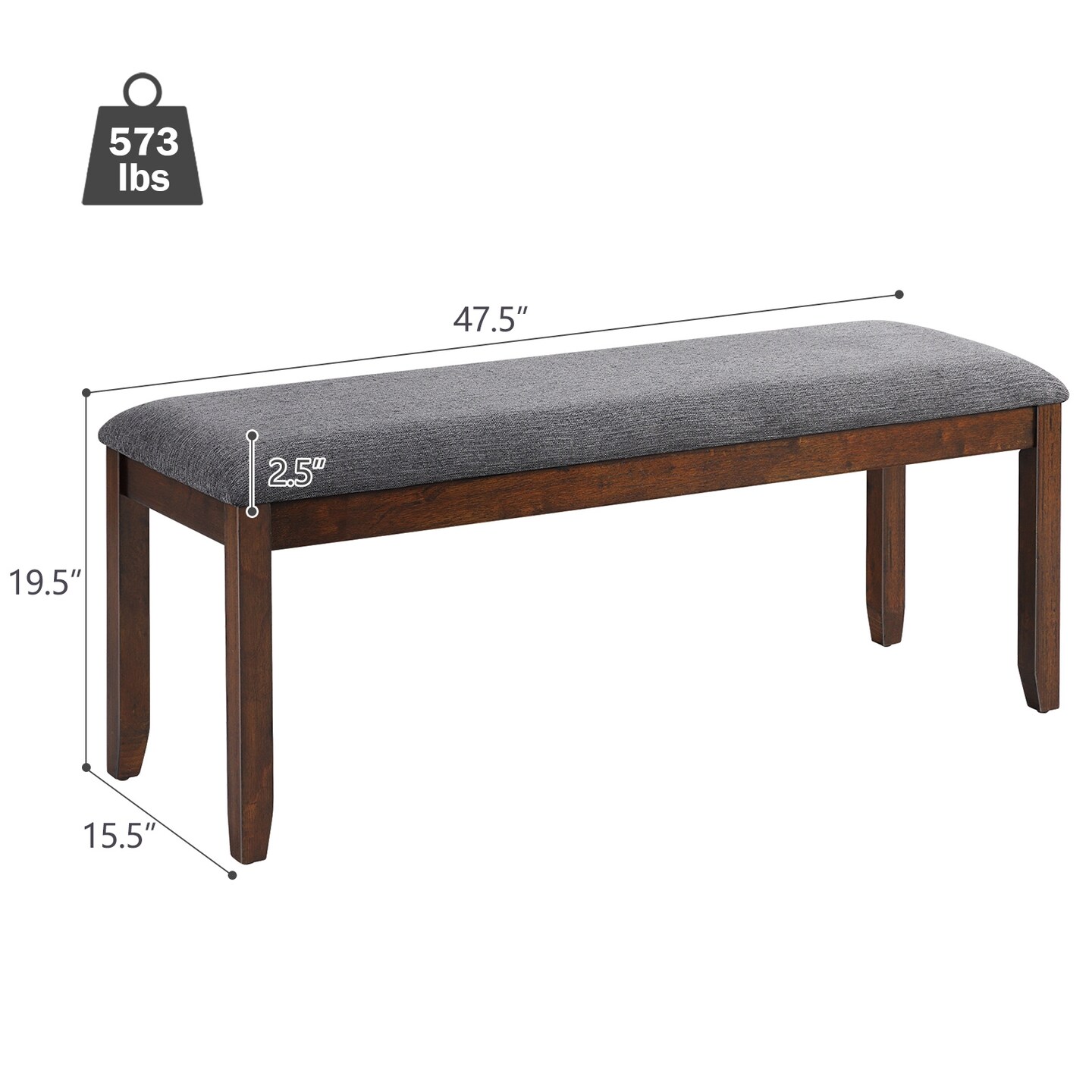 Versatile Upholstered Entryway Bench - Footstool with Sturdy Wooden Legs for Home Decor