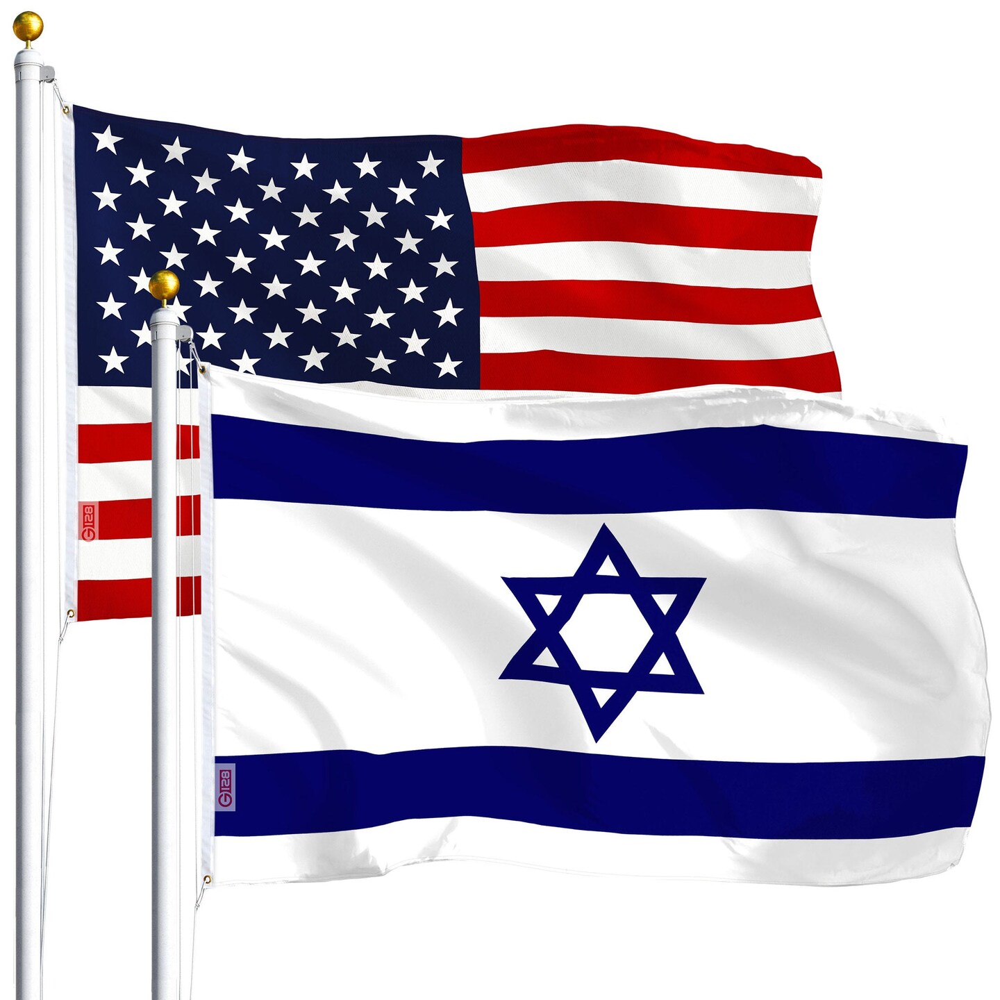 G128 Combo Pack: USA American Flag 3x5 Ft 75D Printed Stars &#x26; Israel (Israeli) Flag 3x5 Ft 75D Printed