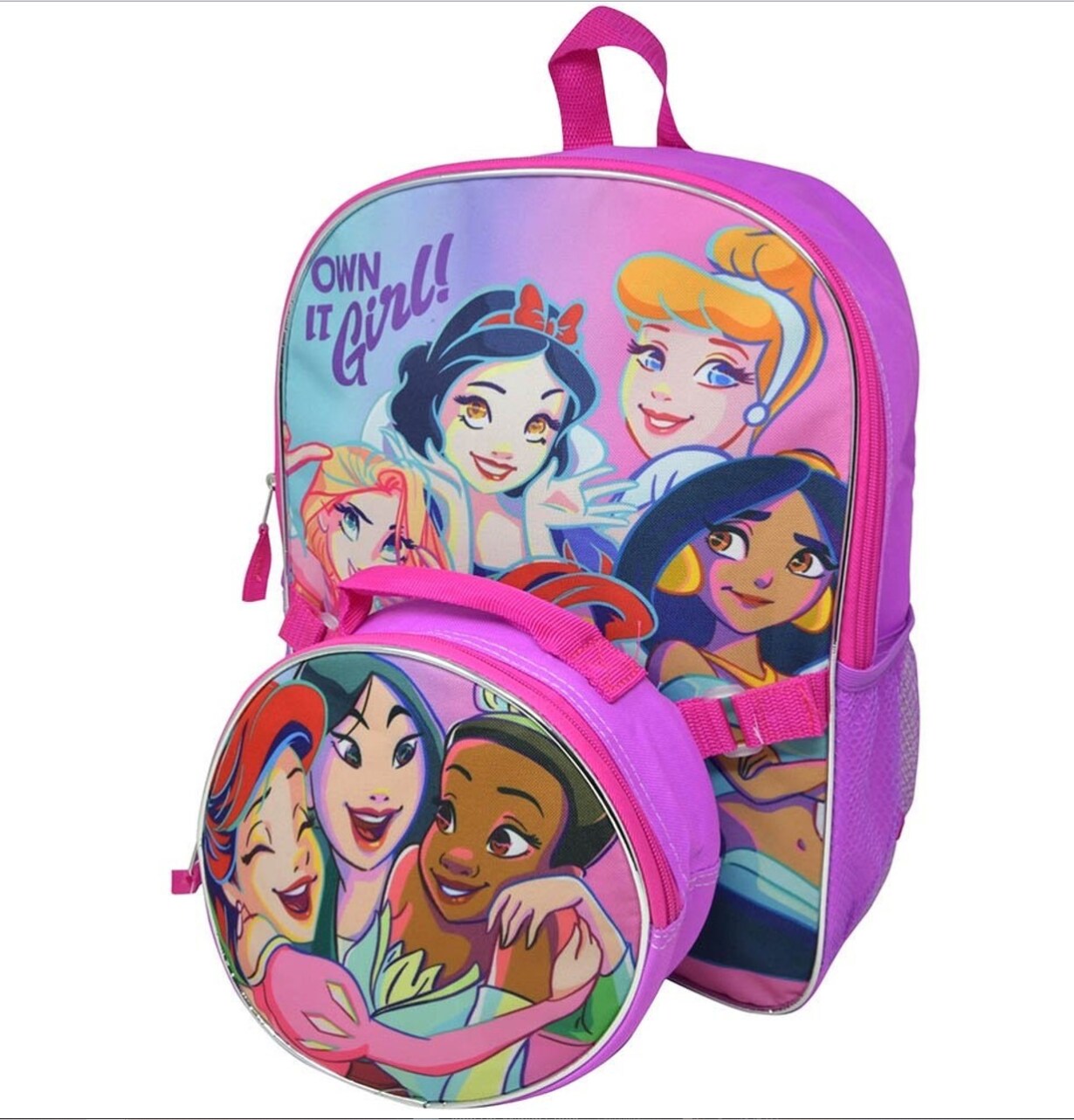Disney Princess Backpack and Lunch Bag set 16&#x22; Pink