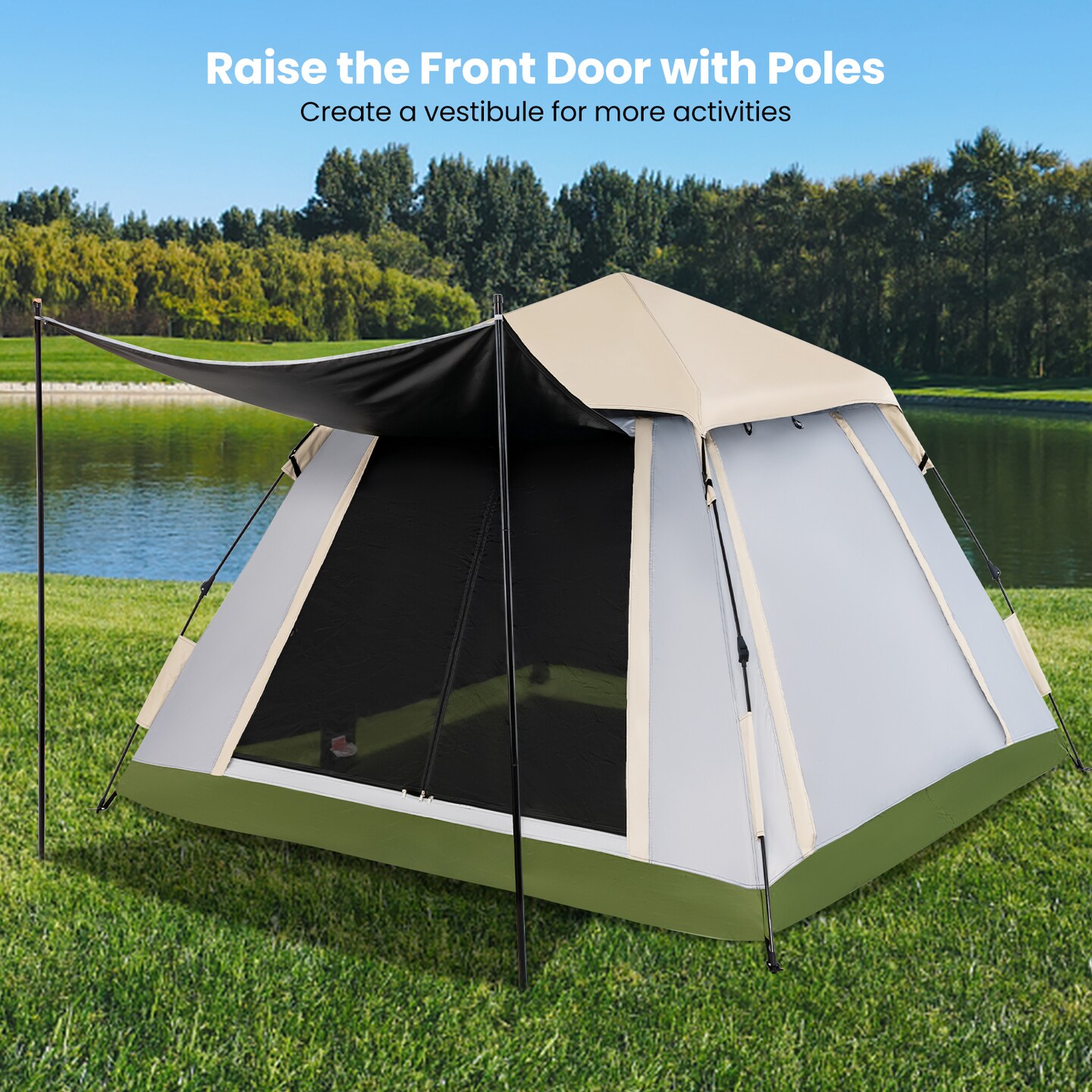 2-4 Person Instant Pop-up Camping Tent With Removable Rainfly