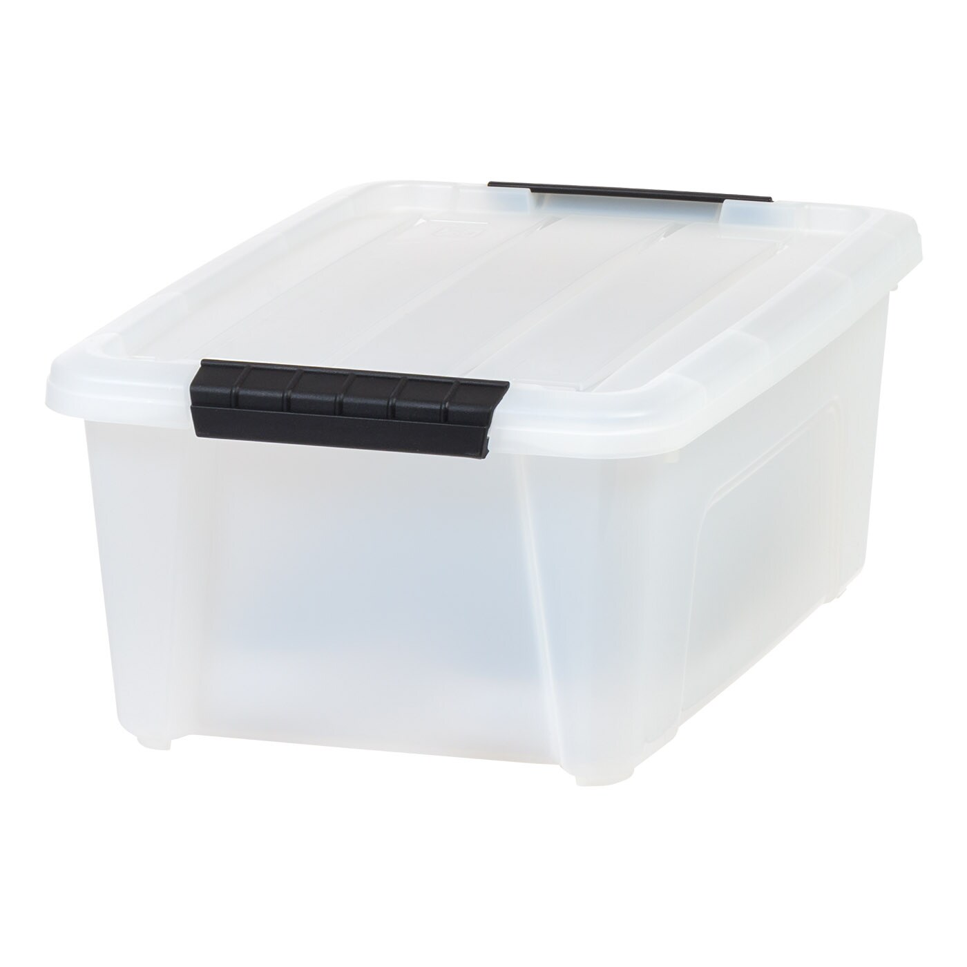 Plastic Storage Bins with Lids and Secure Latching Buckles Natural - 8 Pack