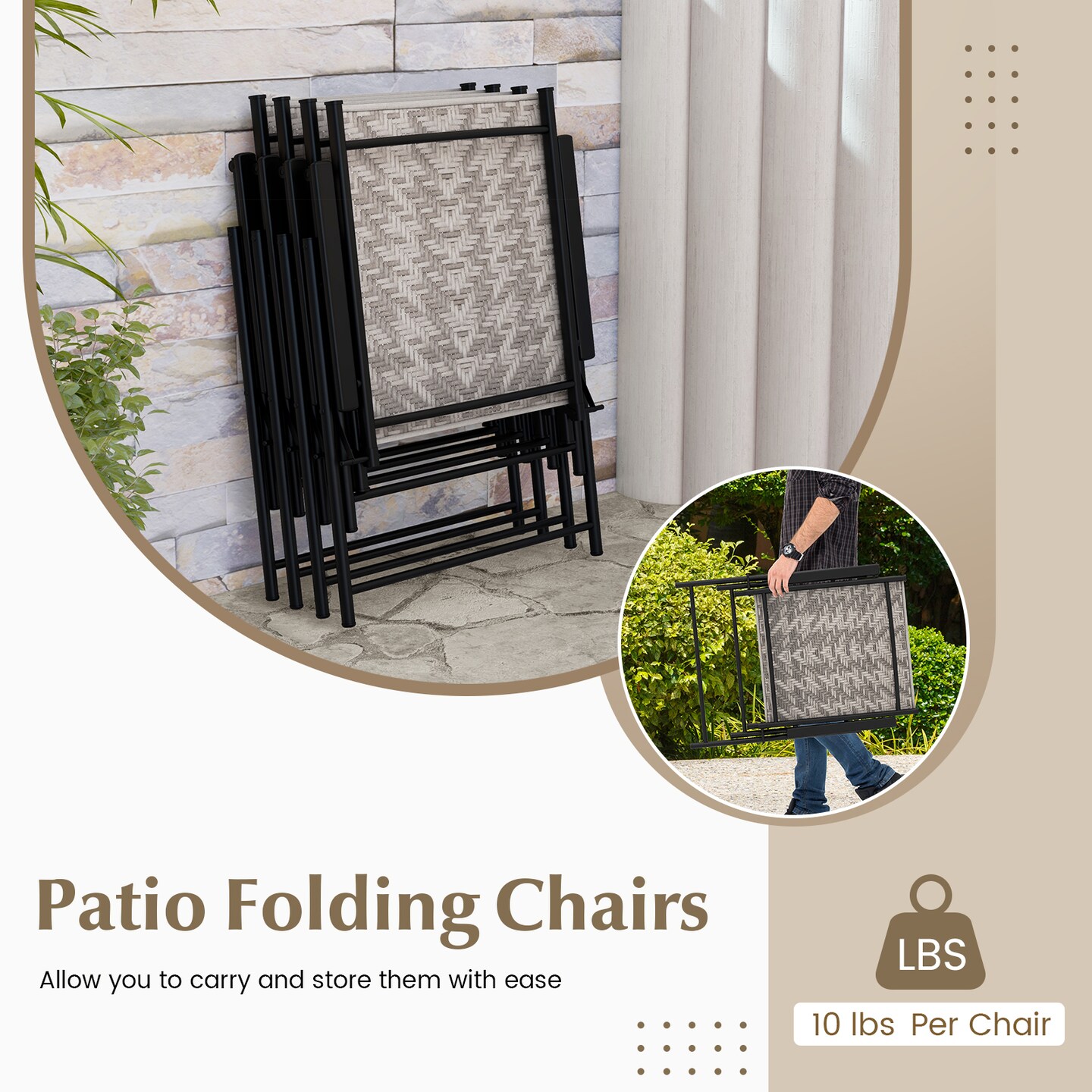 Set Of 4 Patio Folding Chairs With Armrests And Portable Lawn Chairs For Garden Backyard-gray