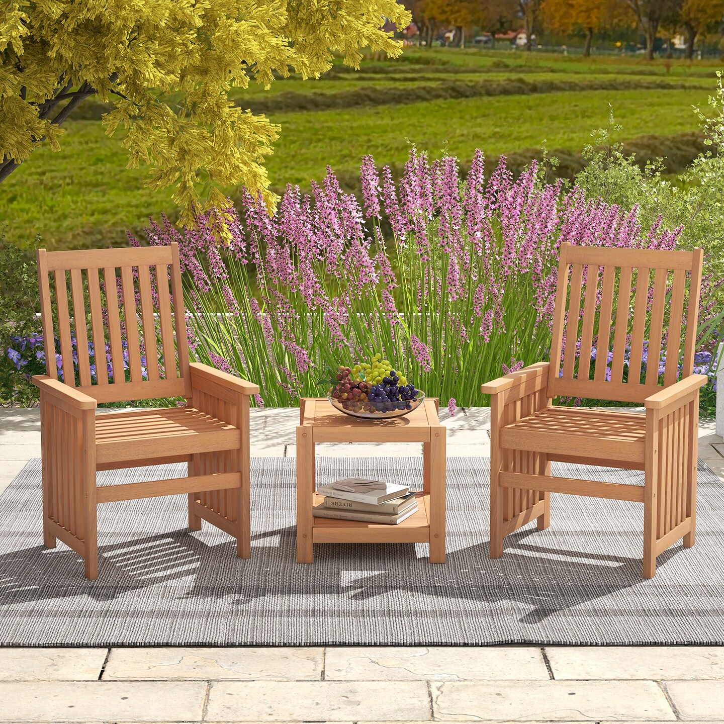 3 Pieces Patio Furniture Set With 1.5 Inch Umbrella Hole