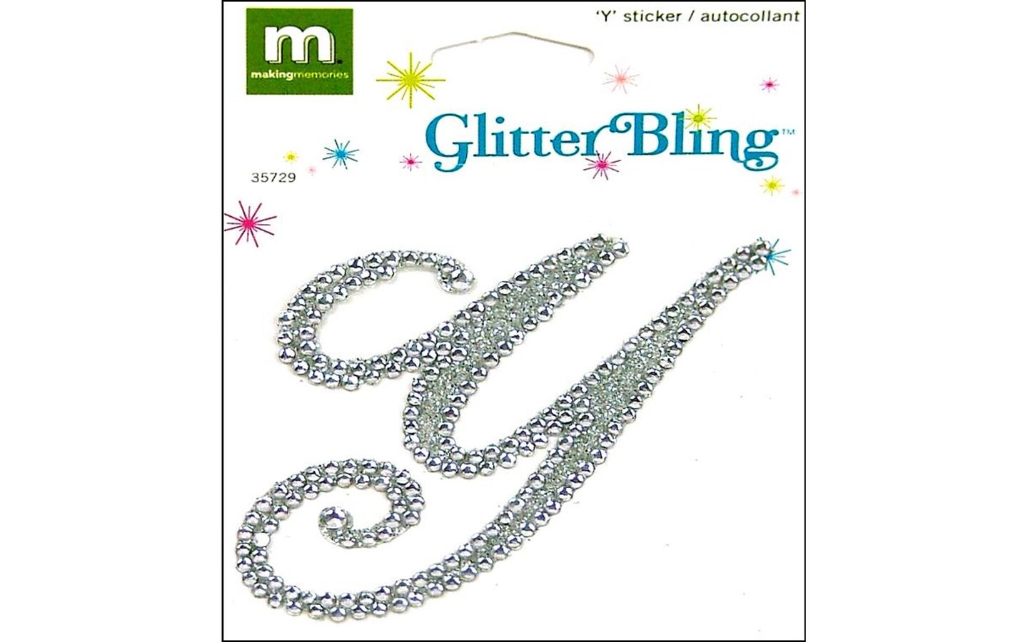 Making Mem Sticker Glitter Bling Monogram Script Y