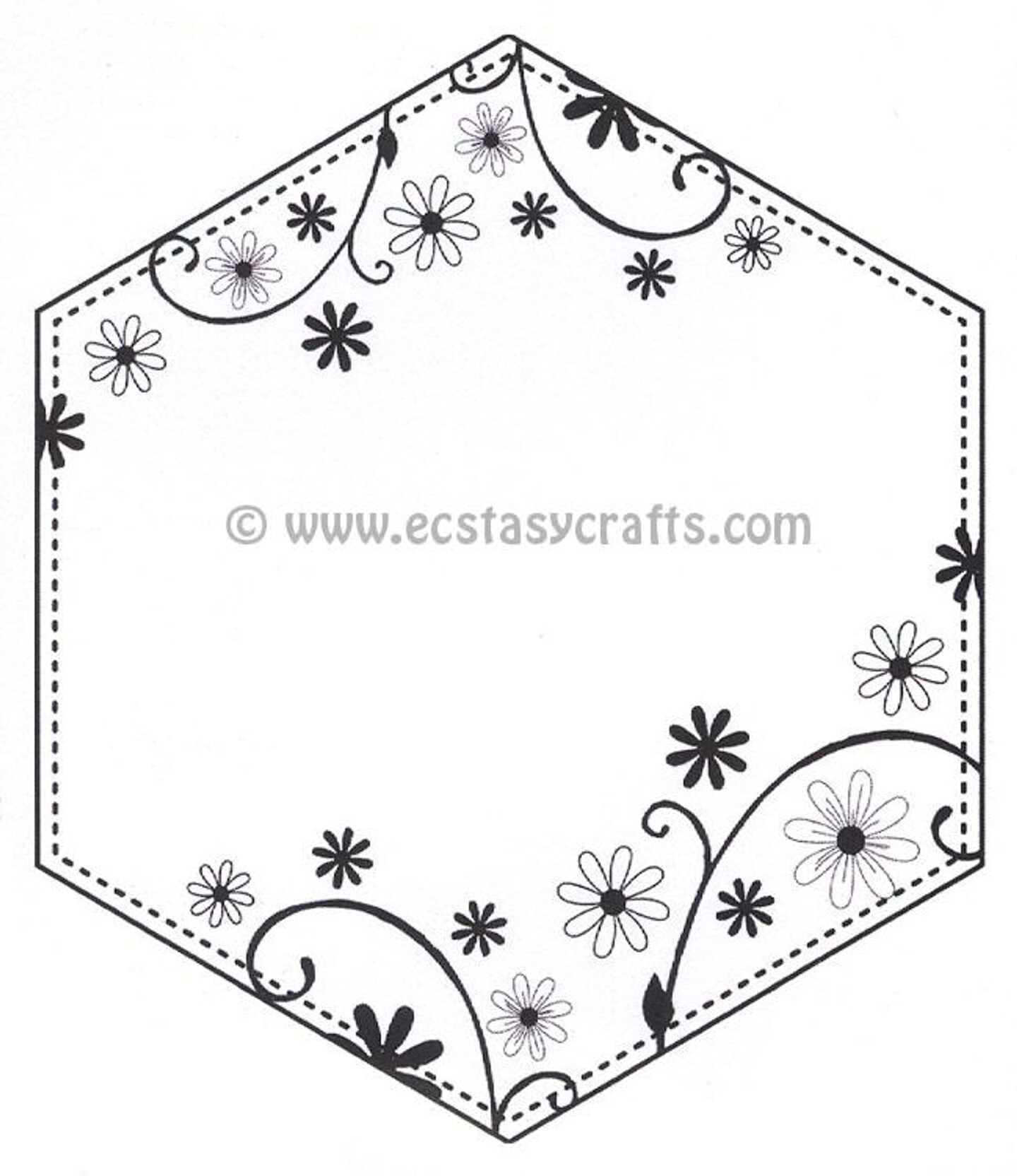 Creative Expressions : Dainty Daisies Large Stitched Hexagon Frame Pre Cut Stamp