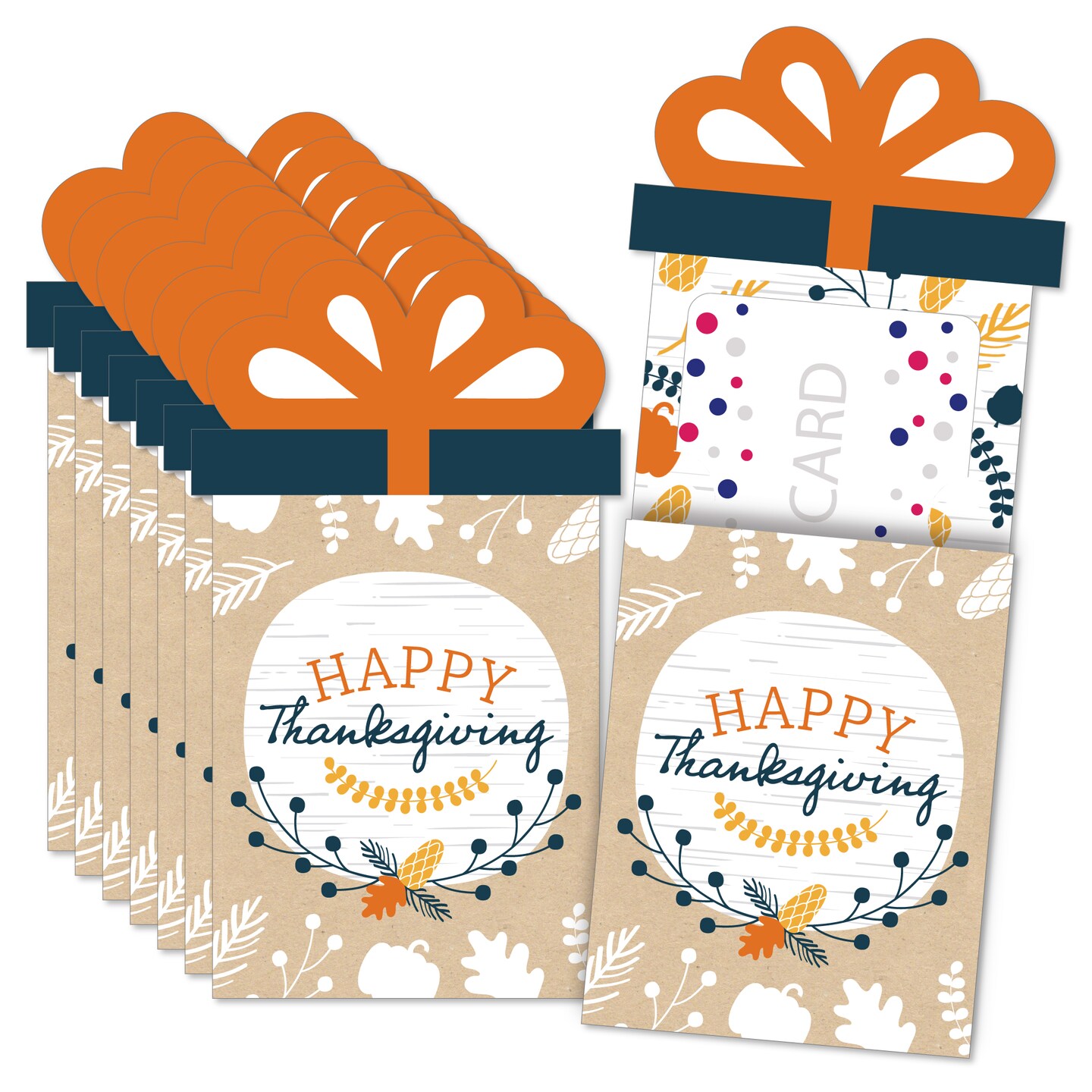 Big Dot of Happiness Happy Thanksgiving - Fall Harvest Party Money and Gift Card Sleeves - Nifty Gifty Card Holders - Set of 8
