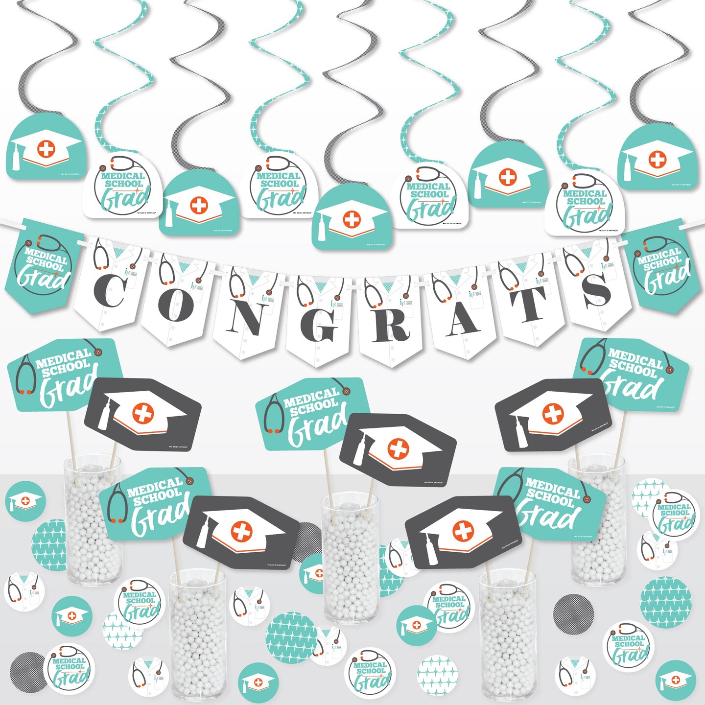 Big Dot of Happiness Medical School Grad - Doctor Graduation Party Supplies Decoration Kit - Decor Galore Party Pack - 51 Pieces