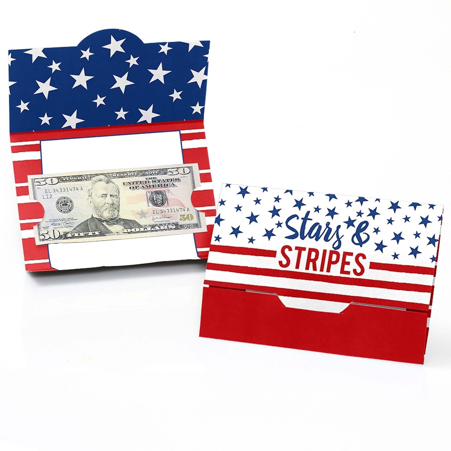 Big Dot of Happiness Stars &#x26; Stripes - Memorial Day, 4th of July &#x26; Labor Day USA Patriotic Independence Day Party Money &#x26; Gift Card Holders - Set of 8