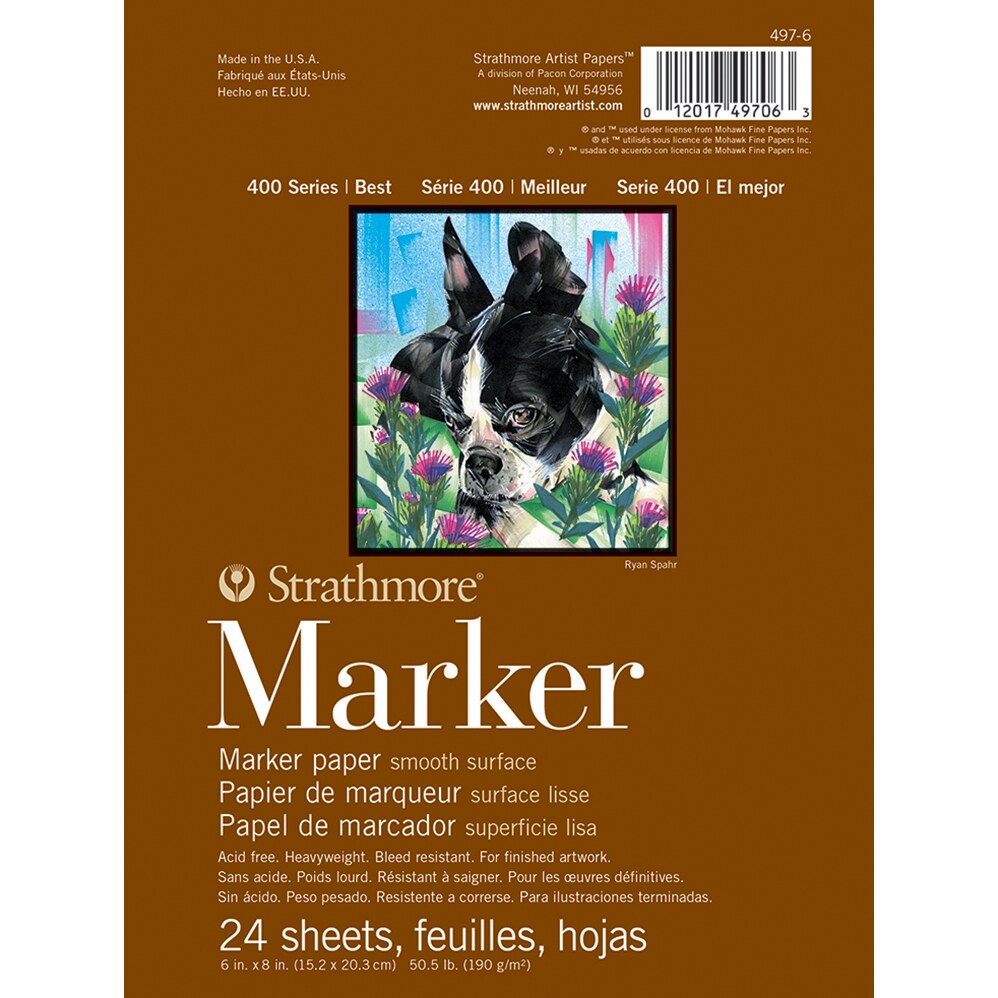 Strathmore Marker Paper Pad 6&#x22;X8&#x22;-50lb Smooth 24 Sheets