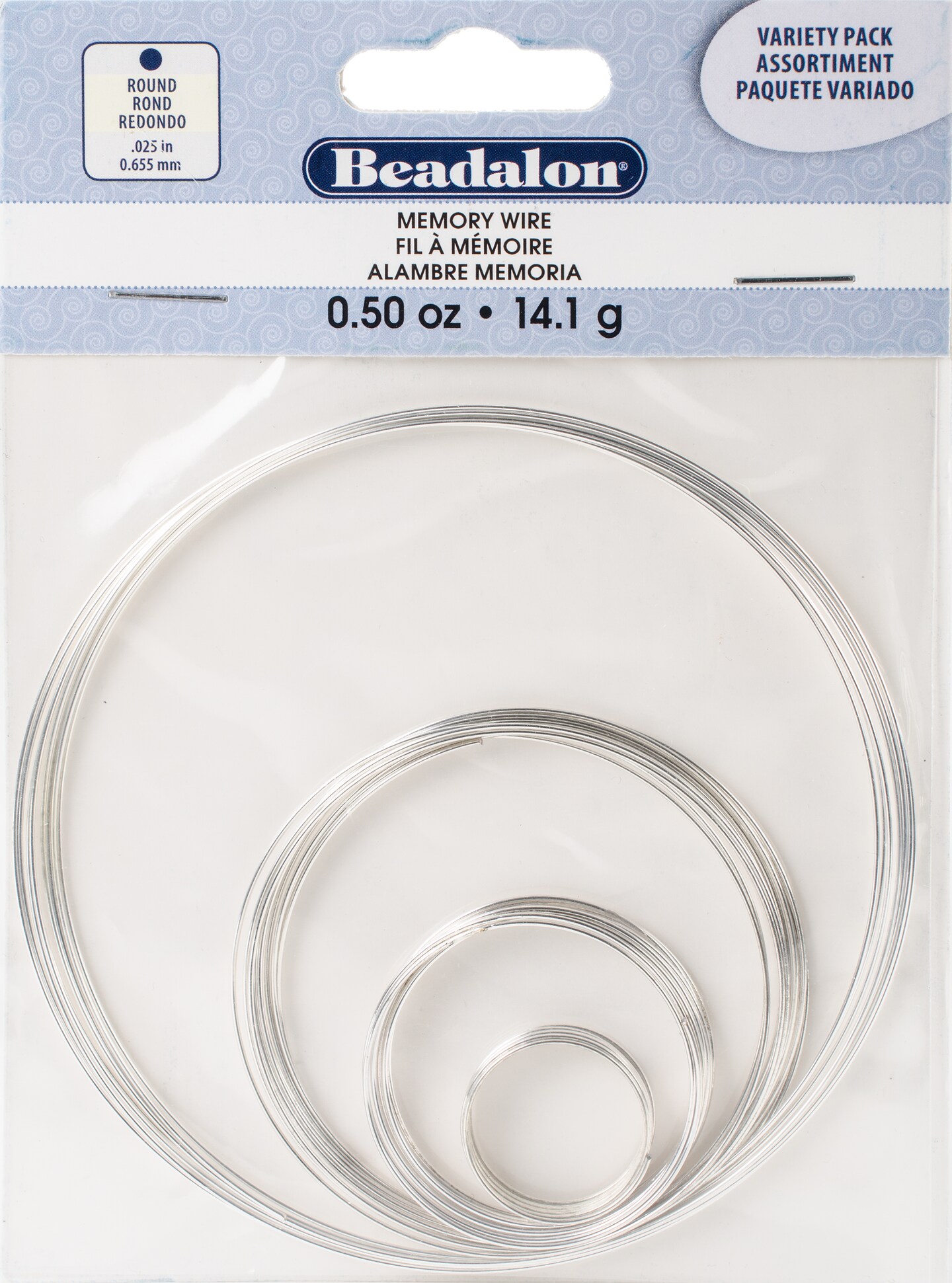 Beadalon Memory Wire Combo Pack .62mm .5oz-Silver-Plated - 15 Coils