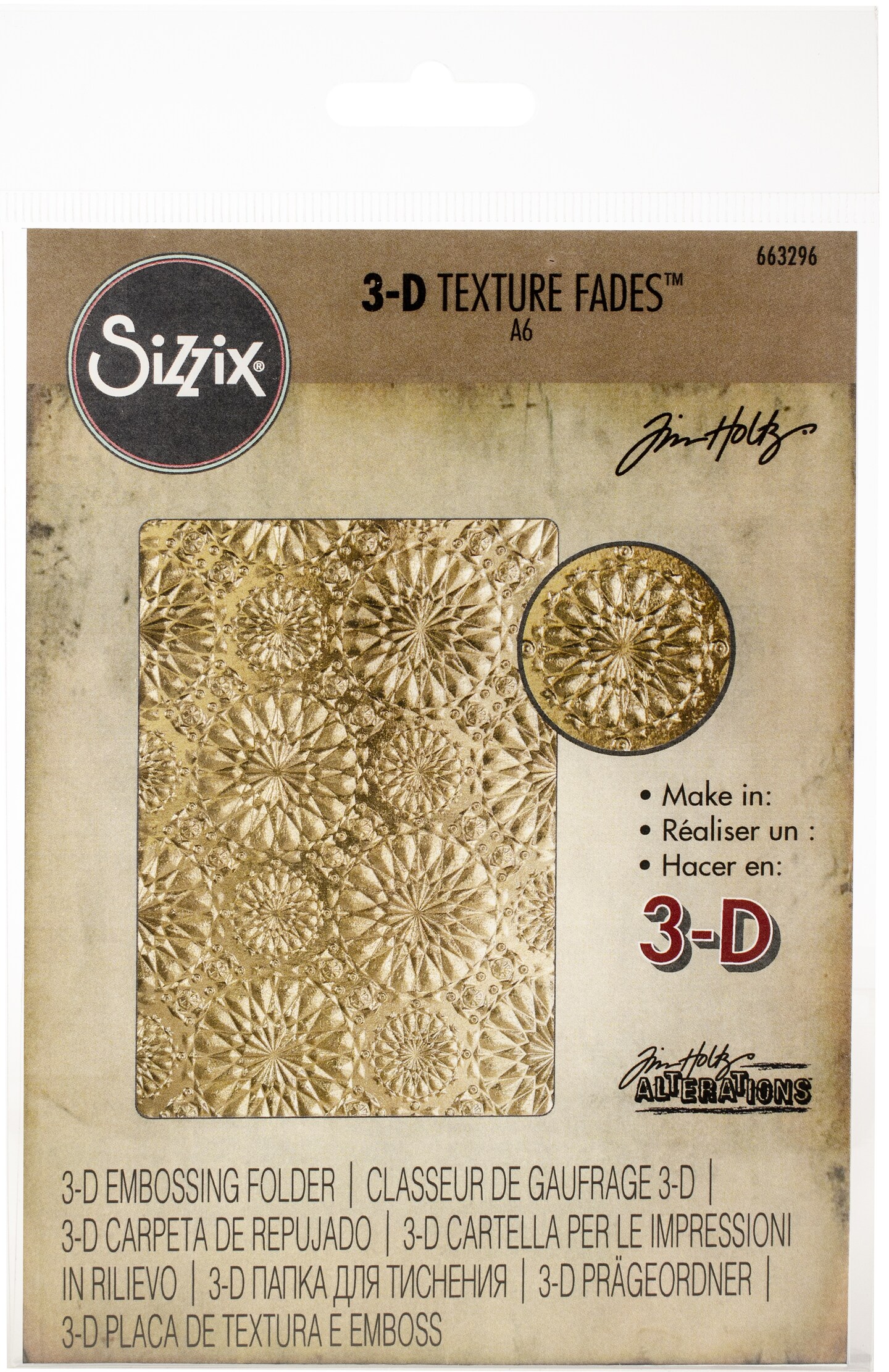Sizzix 3D Texture Fades Embossing Folder By Tim Holtz-Kaleidoscope