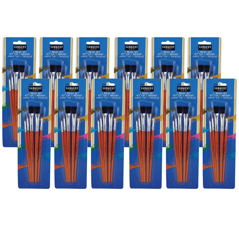 Quality Assorted Paint Brush Set, 5 Per Pack, 12 Packs
