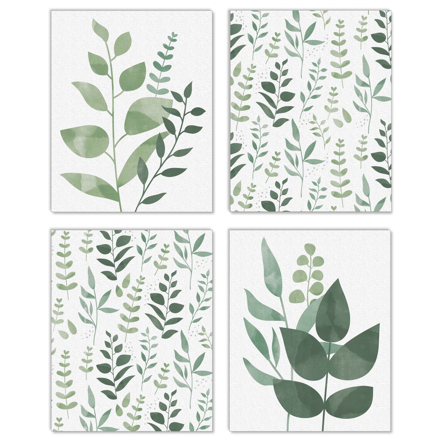 Big Dot of Happiness Boho Botanical - Unframed Greenery Linen Paper Wall Art - Set of 4 - Artisms - 8 x 10 inches