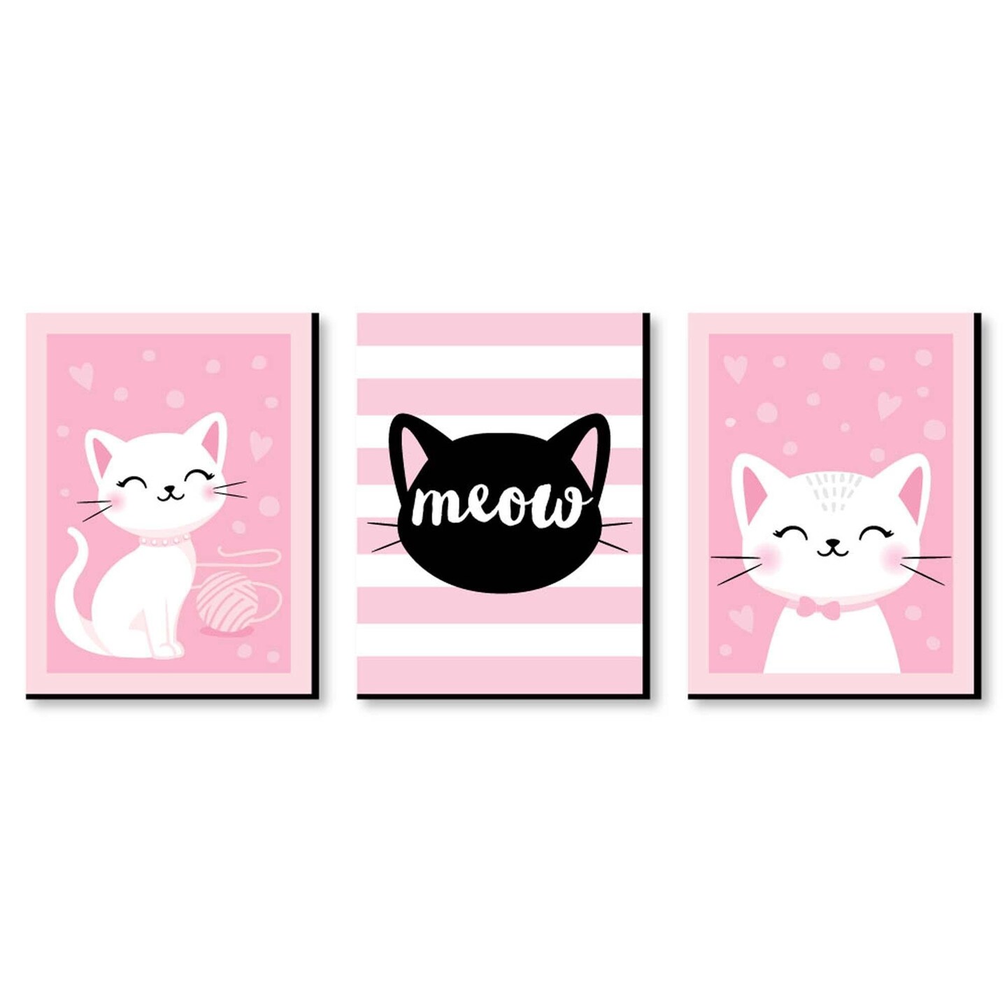 Big Dot of Happiness Purr-fect Kitty Cat - Kitten Meow Nursery Wall Art and Kids Room Decorations - Gift Ideas - 7.5 x 10 inches - Set of 3 Prints