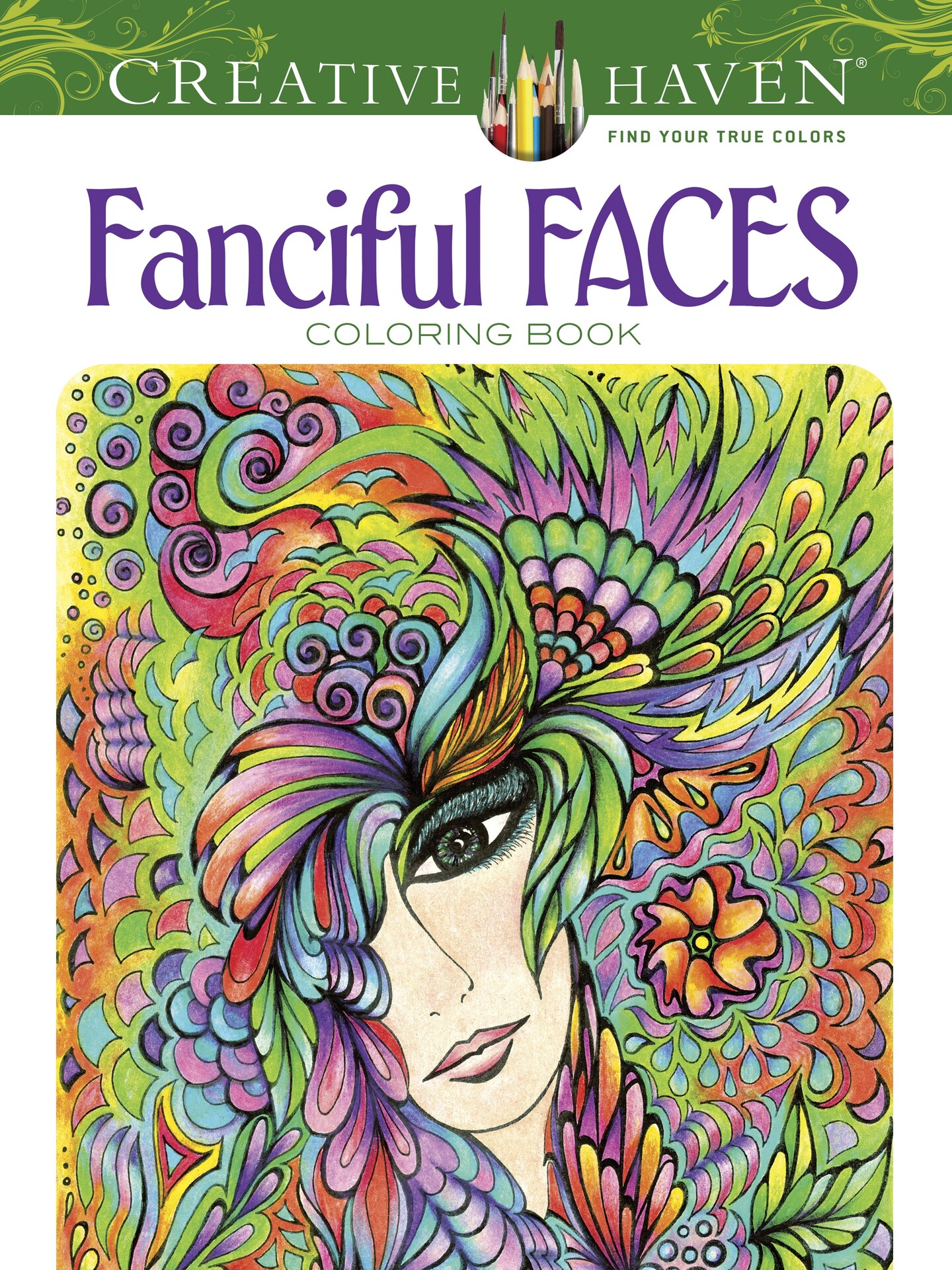 Creative Haven: Fanciful Faces Coloring Book-Softcover