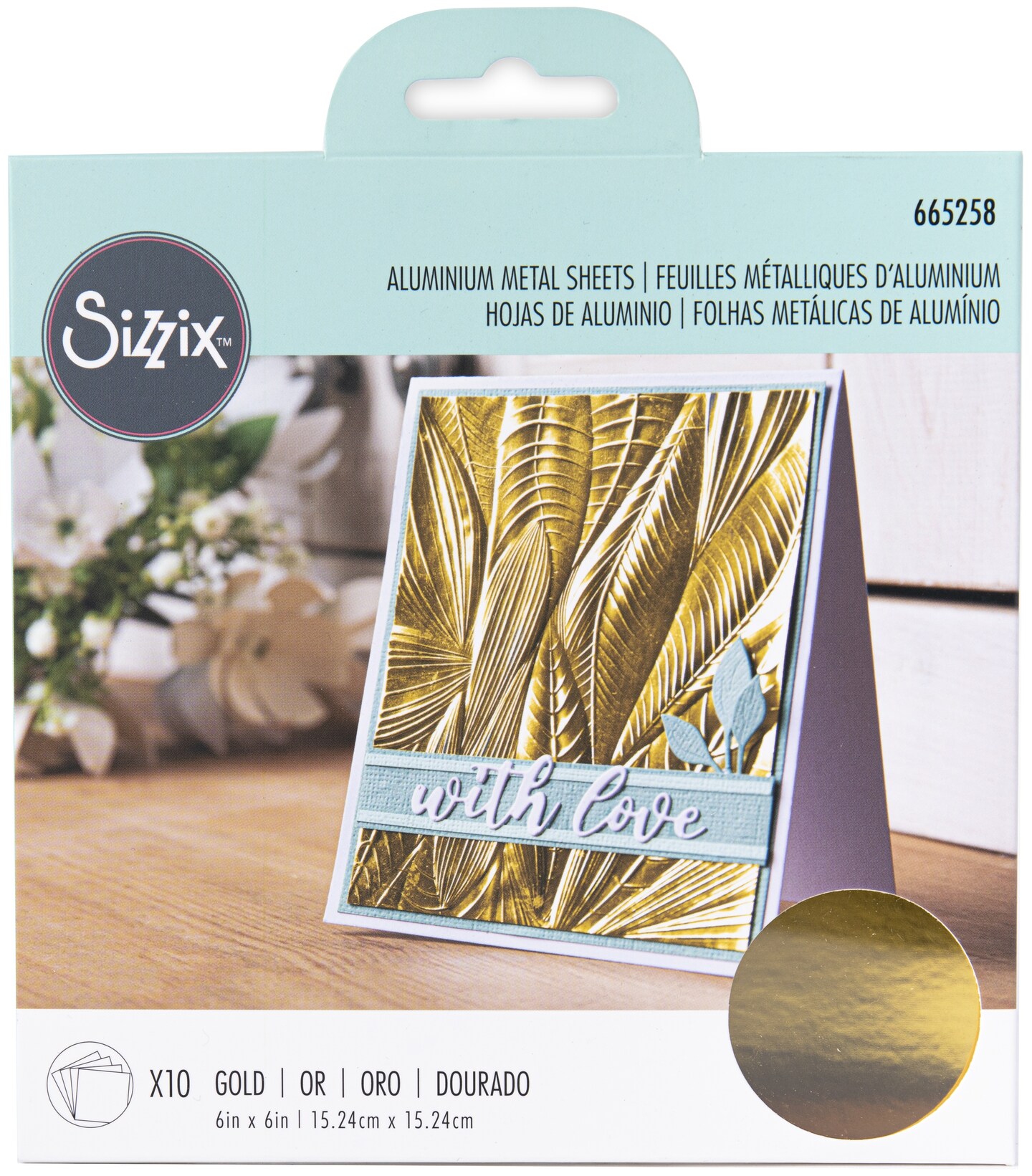 Sizzix Surfacez Aluminum Metal Sheets 6&#x22;X6&#x22; 10/Pkg-Gold