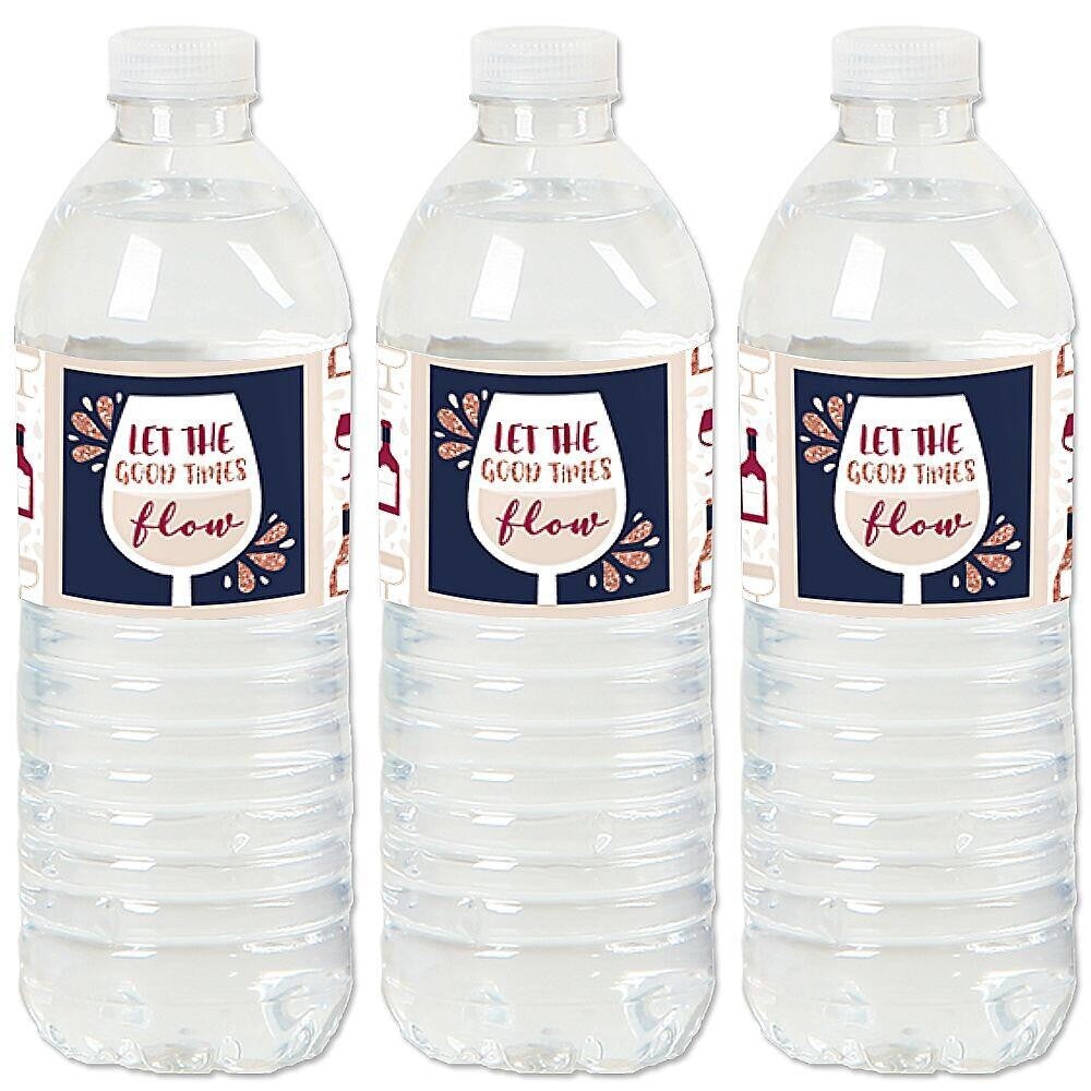 Big Dot of Happiness But First, Wine - Wine Tasting Party Water Bottle Sticker Labels - Set of 20