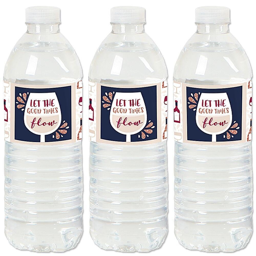 Big Dot of Happiness But First, Wine - Wine Tasting Party Water Bottle ...