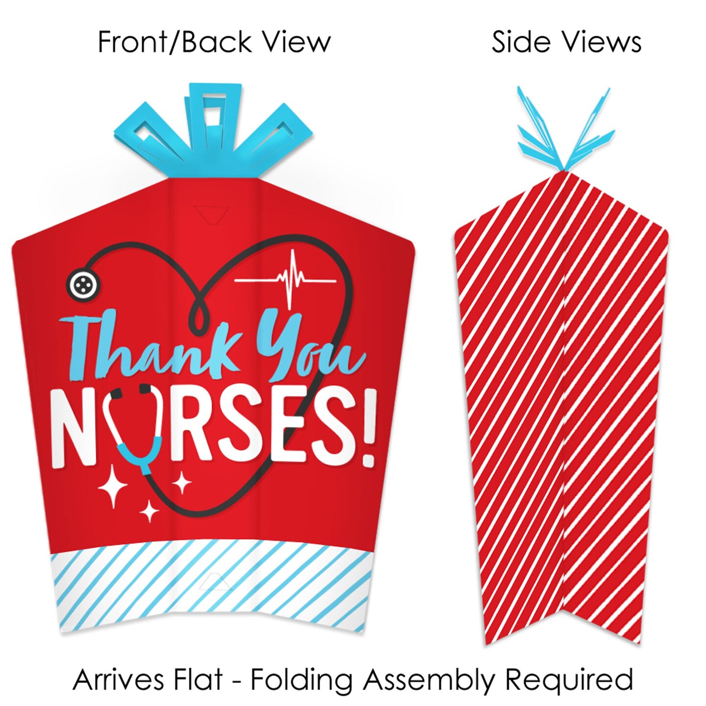 Big Dot of Happiness Thank You Nurses - Table Decorations - Nurse Appreciation Week Fold and Flare Centerpieces - 10 Count