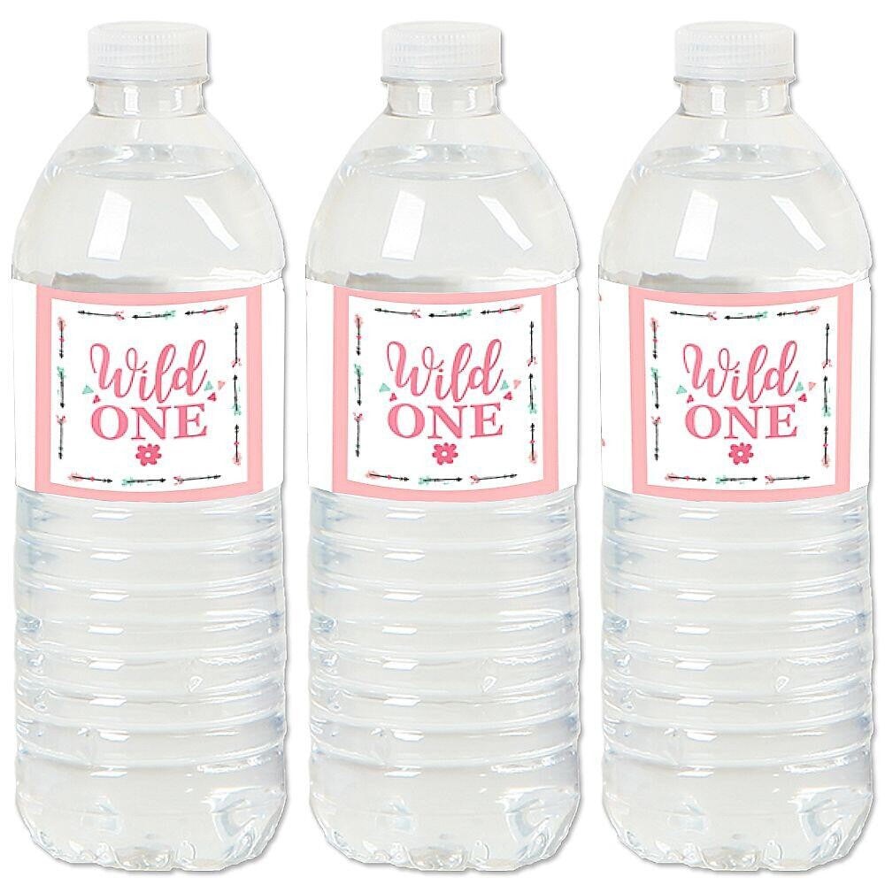 Big Dot of Happiness She's a Wild One Boho Floral 1st Birthday Party Water Bottle Sticker
