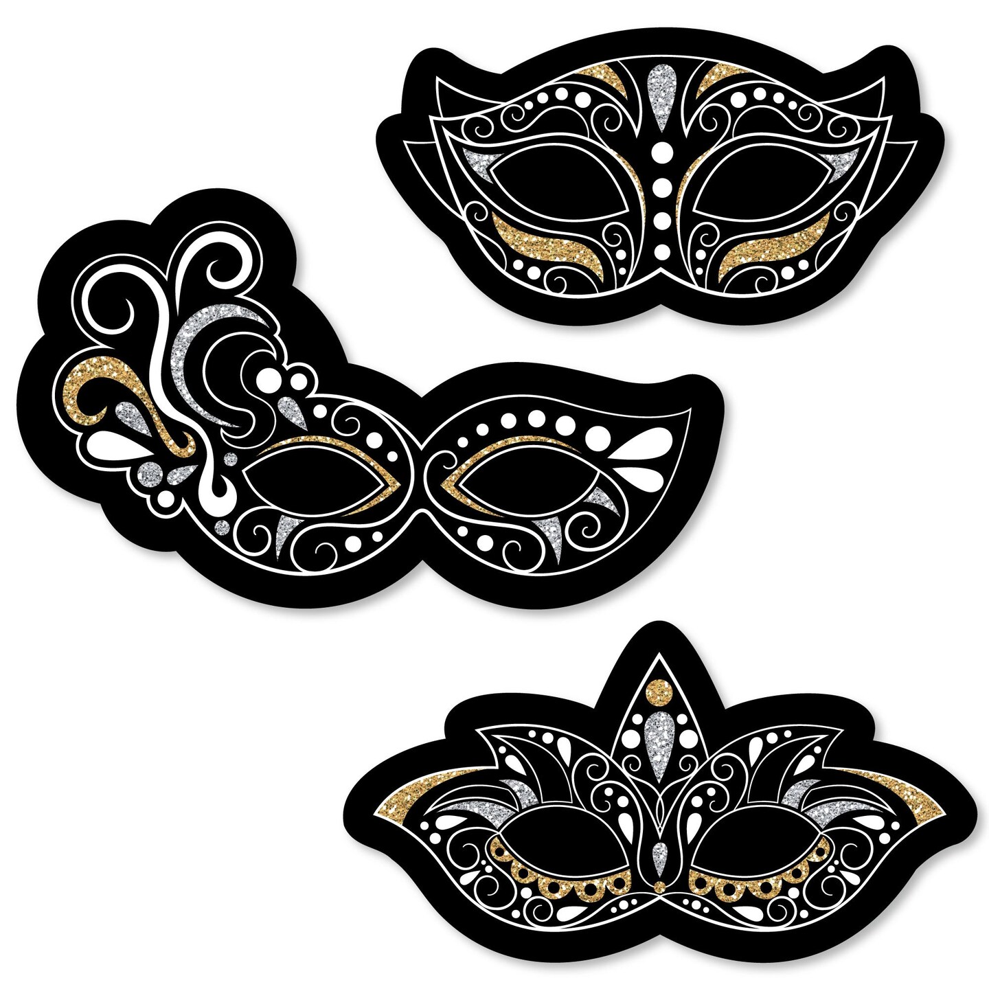 Big Dot of Happiness Masquerade - DIY Shaped Carnival Mask Party Cut-Outs - 24 Count