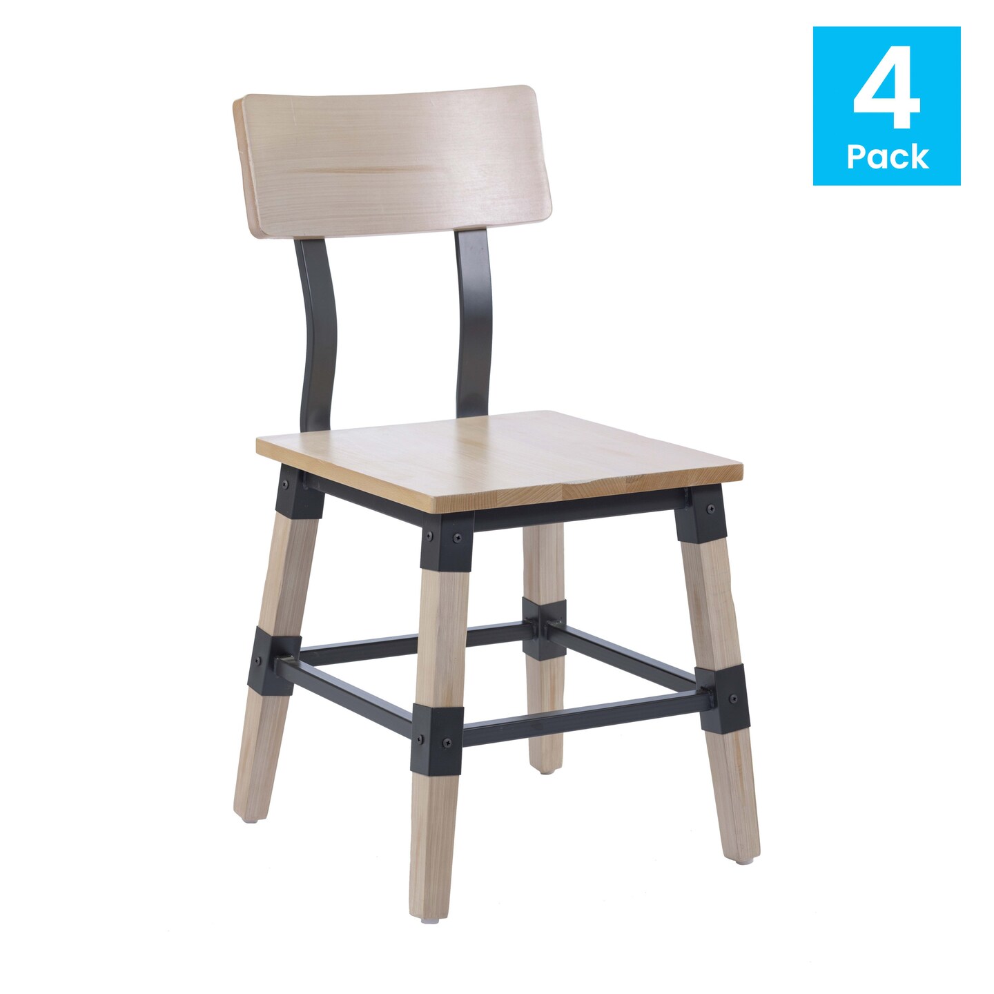 Merrick Lane Breton Dining Chairs with Steel Supports and Footrest - Set Of 4