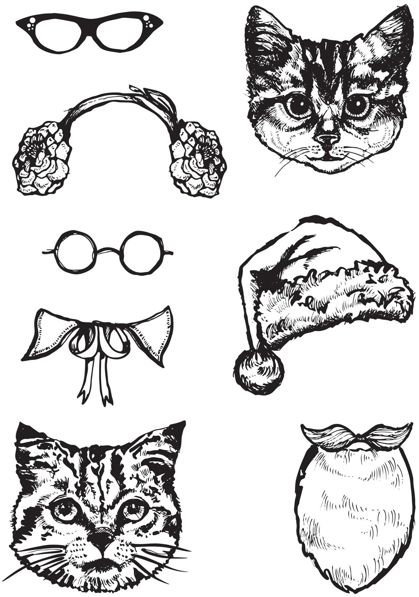 Creative Expressions  Jane Davenport Kitty Christmas 6 in x 8 in Clear Stamp Set