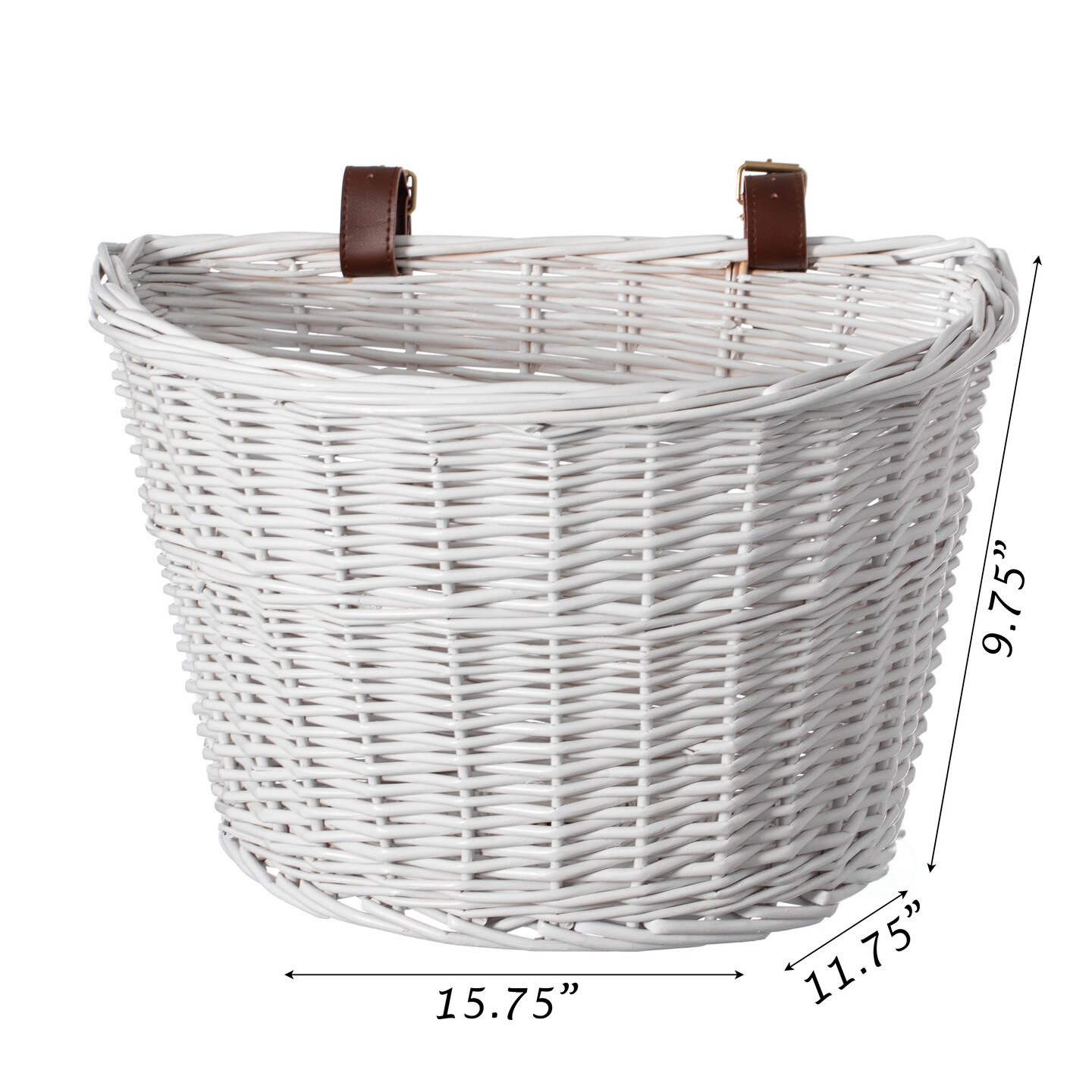 Wicker Front Cargo Bike Basket - Perfect for Riders of All Ages and Genders - for Beach Cruiser, Stationary Bike, E-bike, or Road Bike with Stylish Faux Leather Straps