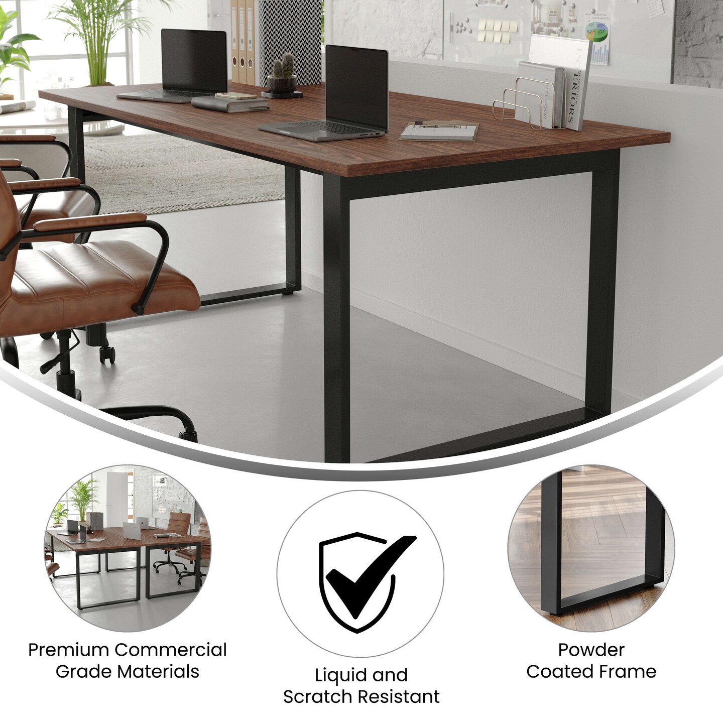 Emma and Oliver Remy 72x36 Dining or Gaming Table with Double Sided Laminate Table Top and Heavy Duty U-Frame Steel Base