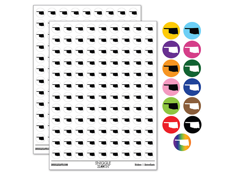 Oklahoma State Silhouette 200+ 0.50&#x22; Round Stickers