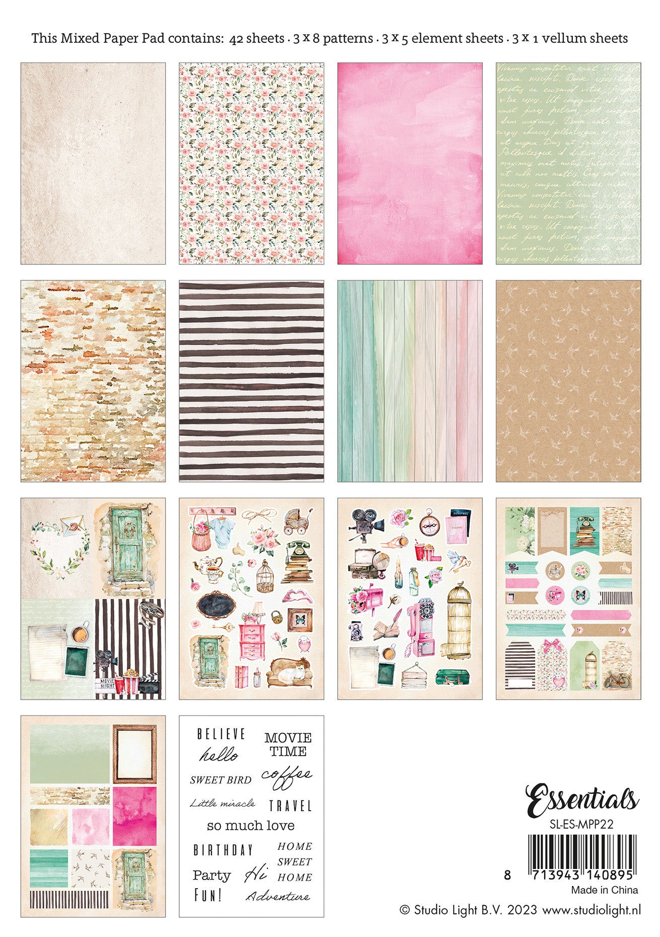 Studio Light SL Mixed Paper Pad Lovely Vintage Essentials 148x210x9mm ...