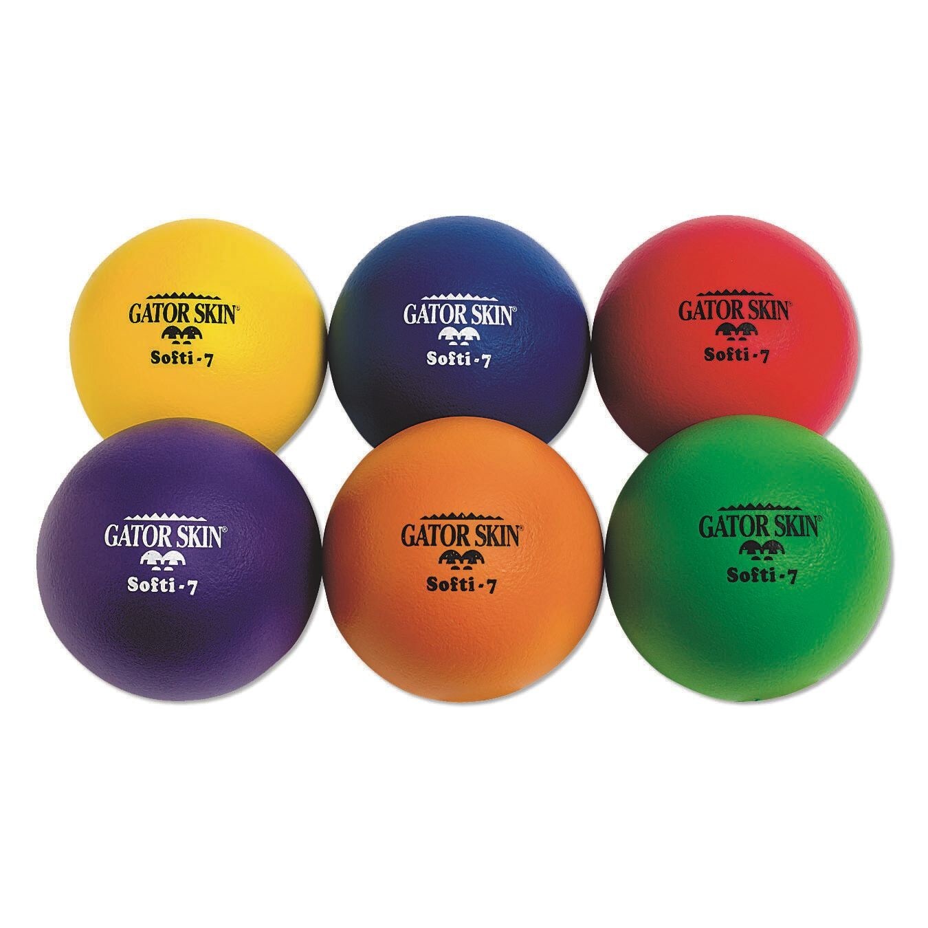 S&#x26;S Worldwide Gator Skin  Softi-7 Balls.  Assorted Color 7&#x22; PU Coated Balls with Soft Foam Core, Kid Safe, No-Sting Balls for PE Games, After School Programs, Dodgeball, and Birthdays. Set of 6.