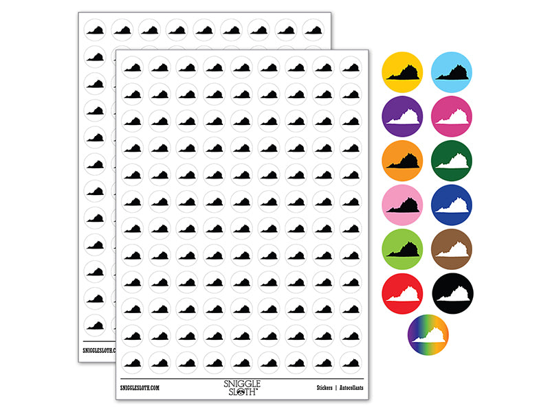 Virginia State Silhouette 200+ 0.50&#x22; Round Stickers