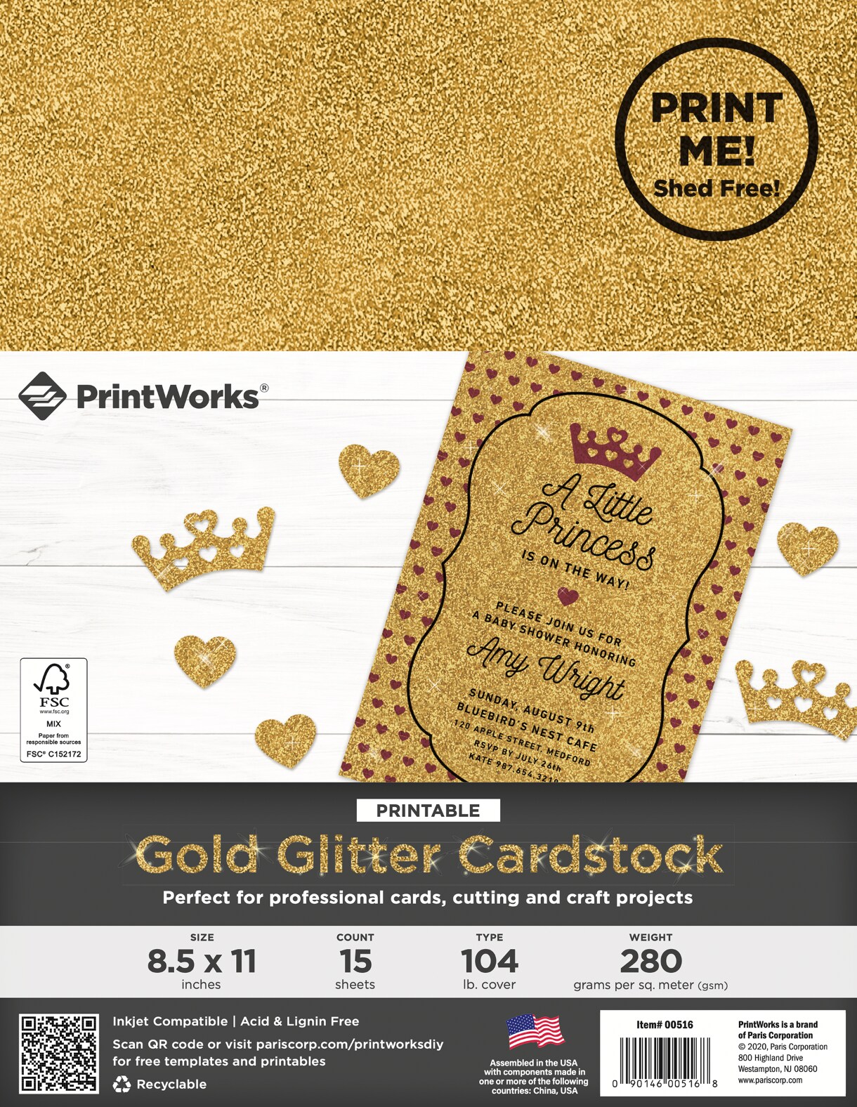 Printworks Printable Gold Glitter Cardstock 15 Sheets 85” X 11” 00516 Michaels 9377