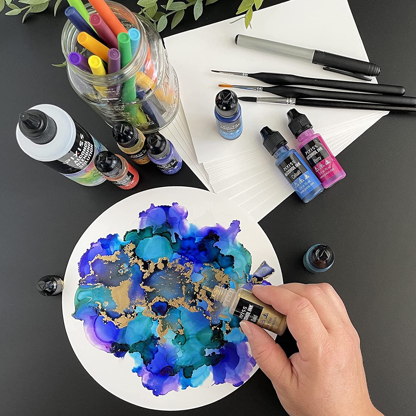 Pixiss Alcohol Ink Paper 25 Sheets Heavy Circle Paper 8" 203mm, 300gsm Cardstock