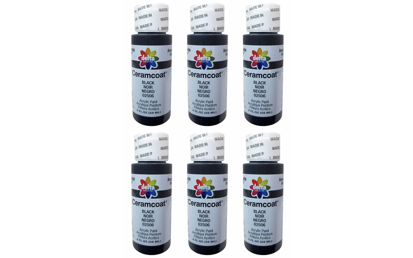 Delta Ceramcoat Acrylic 2oz Black 6pc