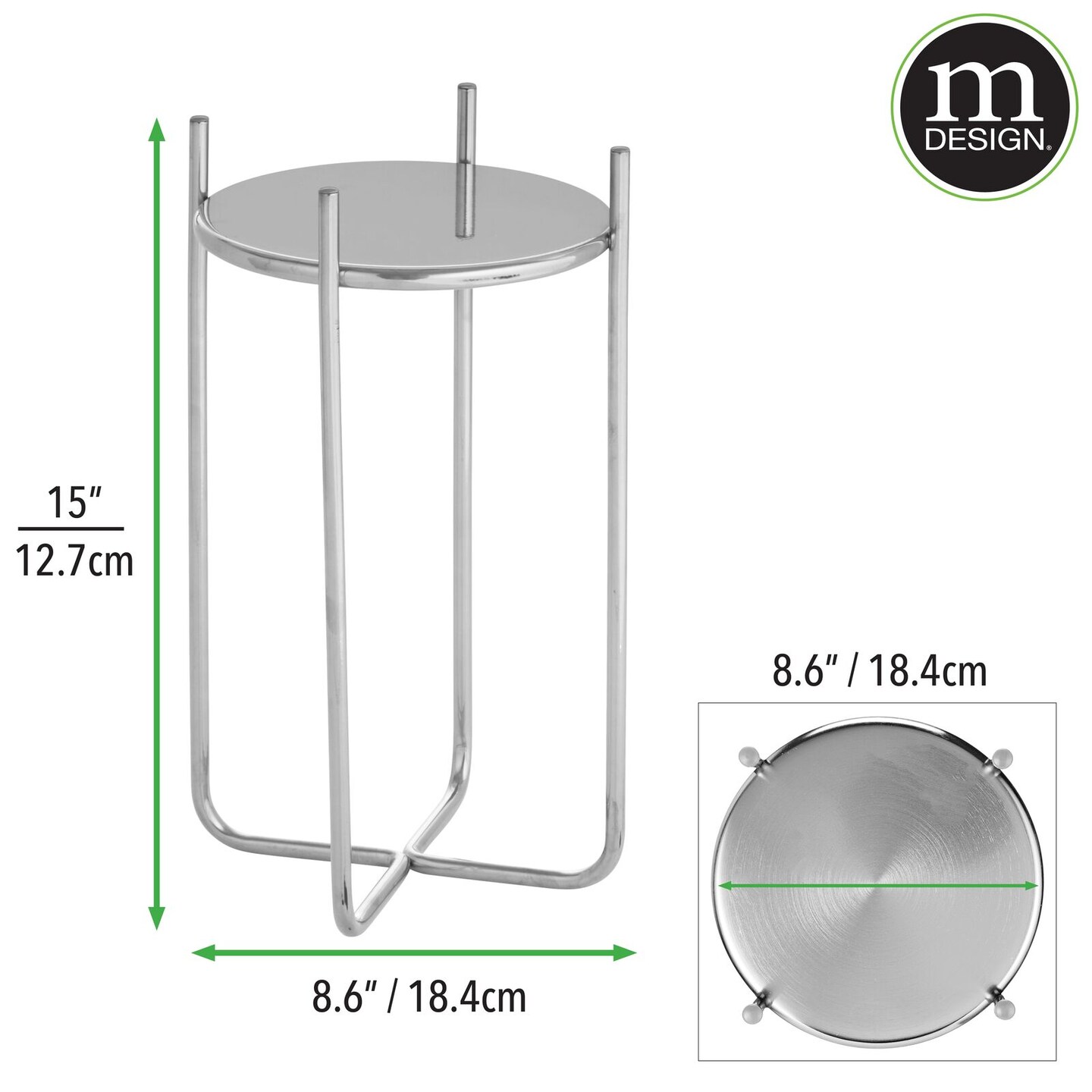 mDesign Metal Steel Modern 15&#x22; Tall Crisscross Plant Stand