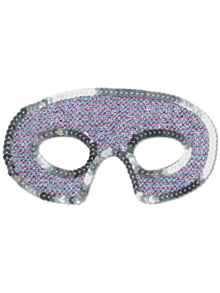 Silver Phantom of the Opera Sequin Trimmed Eye Mask Costume Accessory
