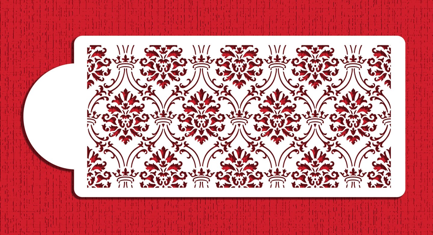 6-Inch Royal Damask Cake Stencil | C911 by Designer Stencils | Stencils for Royal Icing, Airbrush, Dusting Powder |
