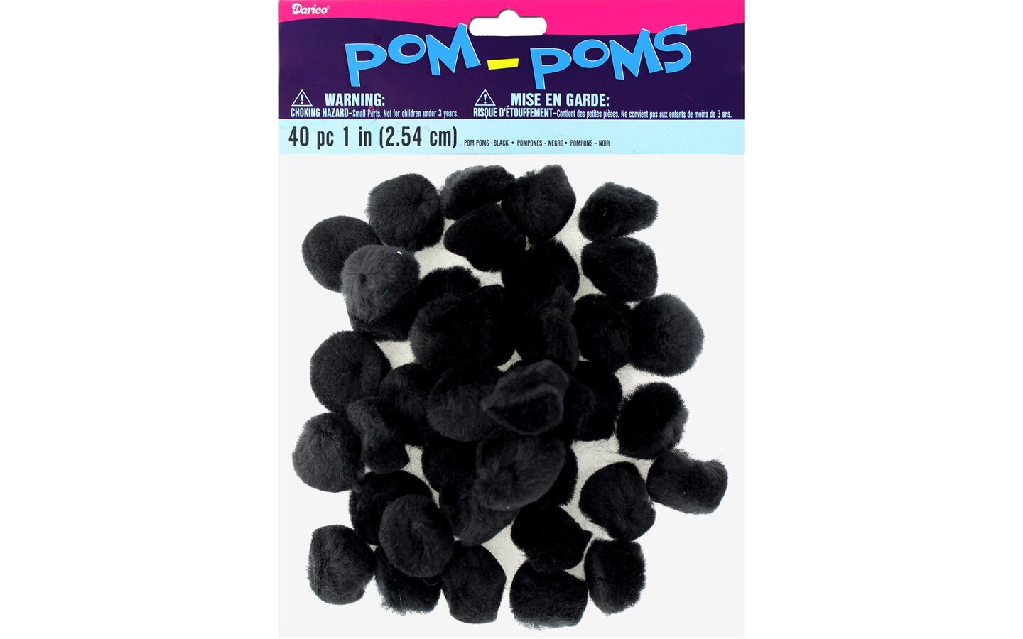 Darice Pom Pom 1&#x22; Black 40pc