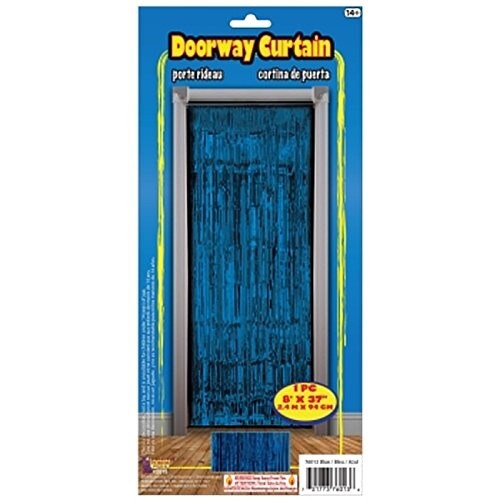 Shiny Blue Tinsel Foil Fringe Door Window Curtain Party Holiday Decoration