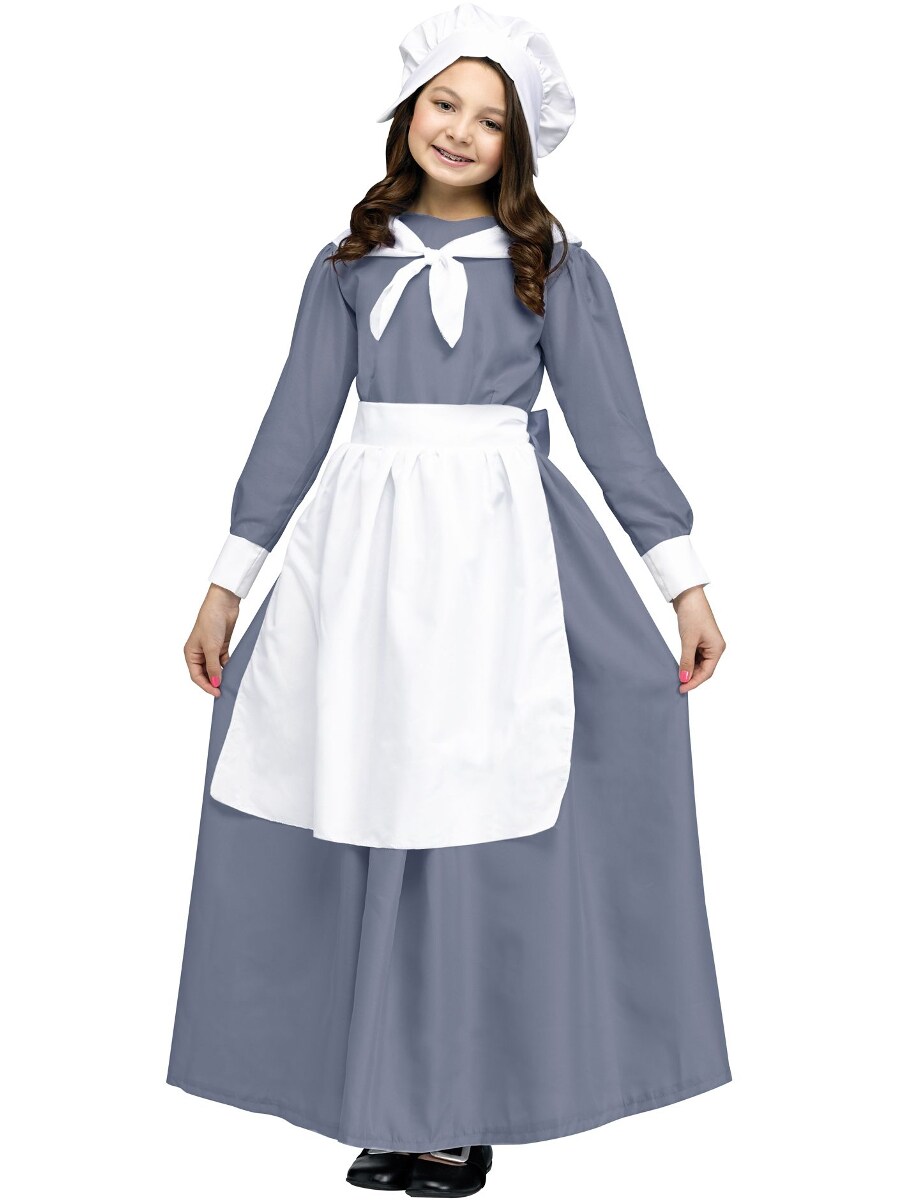 American Colonial Pioneer Pilgrim Girl&#x27;s Costume