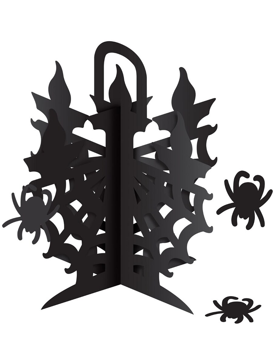 New 12&#x22; 3-D Candelabra Centerpiece With Spiders Decoration