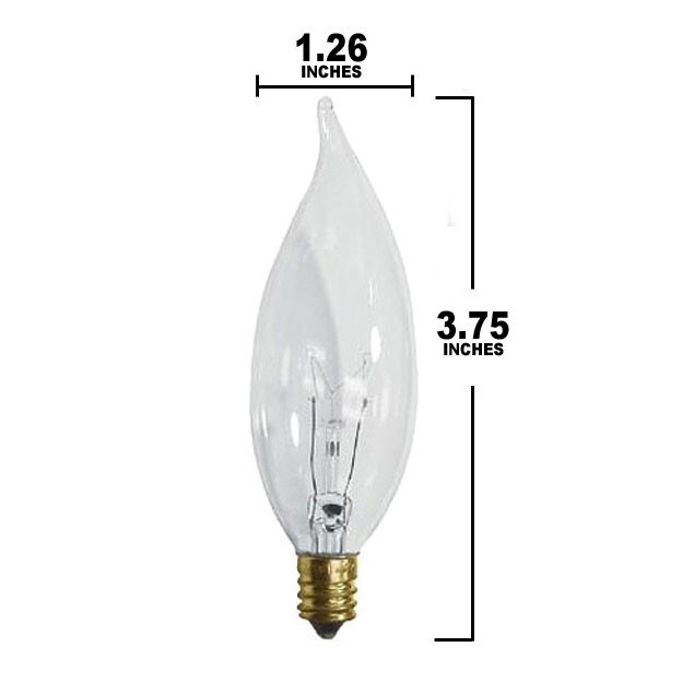 SUNLITE 25w Flame Tip 120volt Candelabra Base Clear incandescent Light Bulb