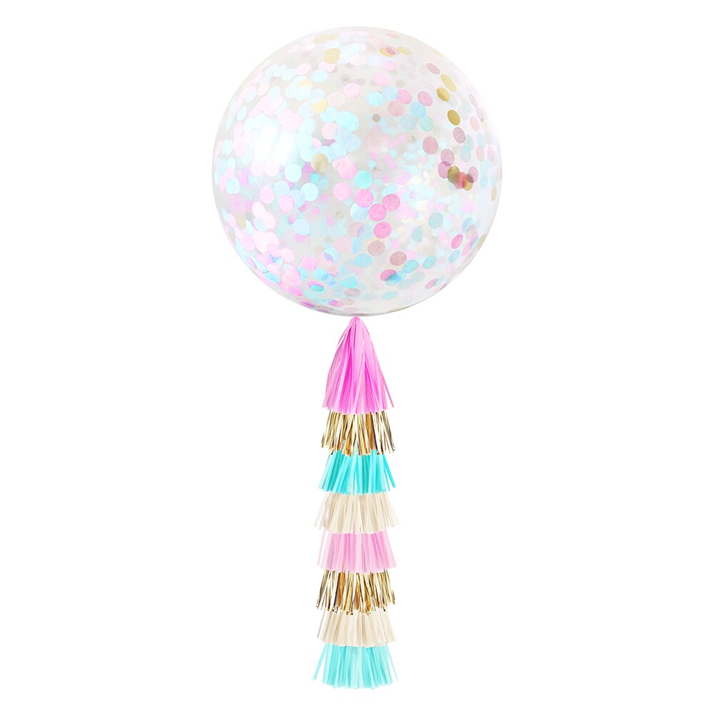 Jumbo Confetti Balloon &#x26; Tassel Tail - Cotton Candy (Baby Shower)